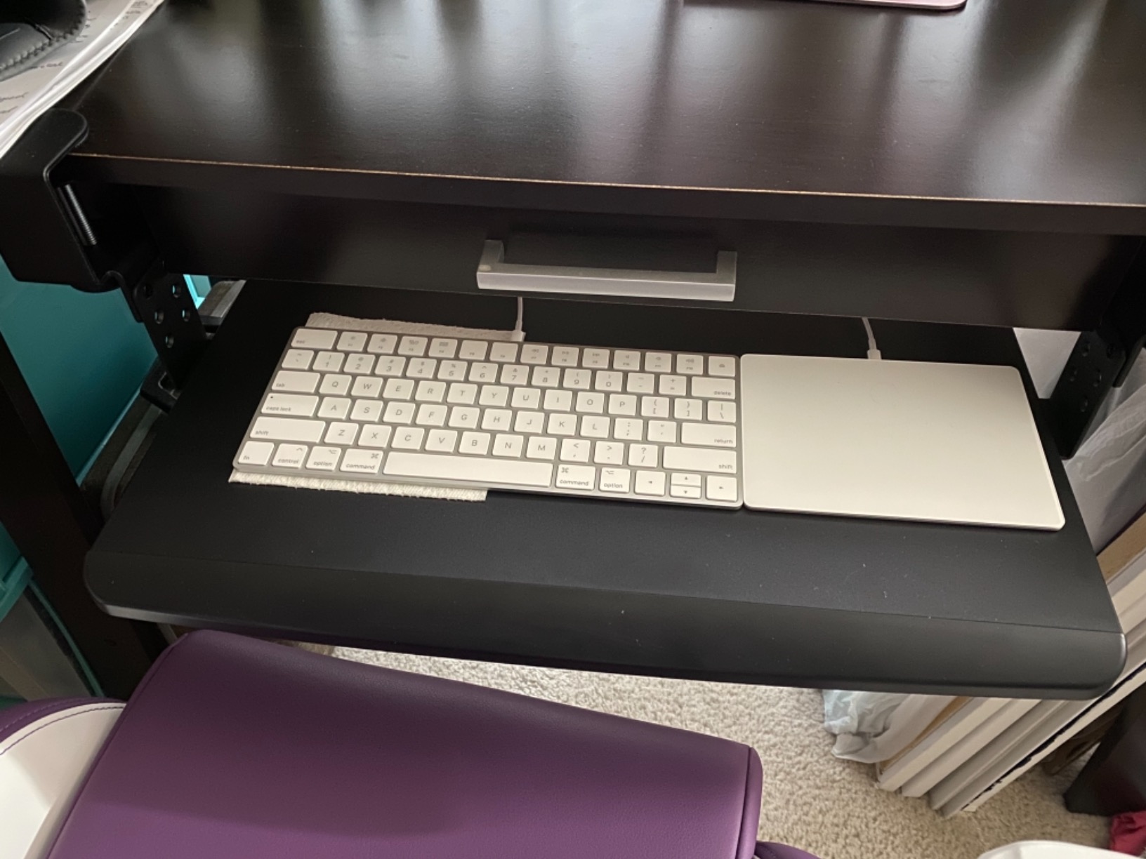 Stand Up Desk Store Large Clamp-On Retractable Adjustable Keyboard Tray | Improve Comfort While Increasing Desk Space - for Desktops Up to 1.5