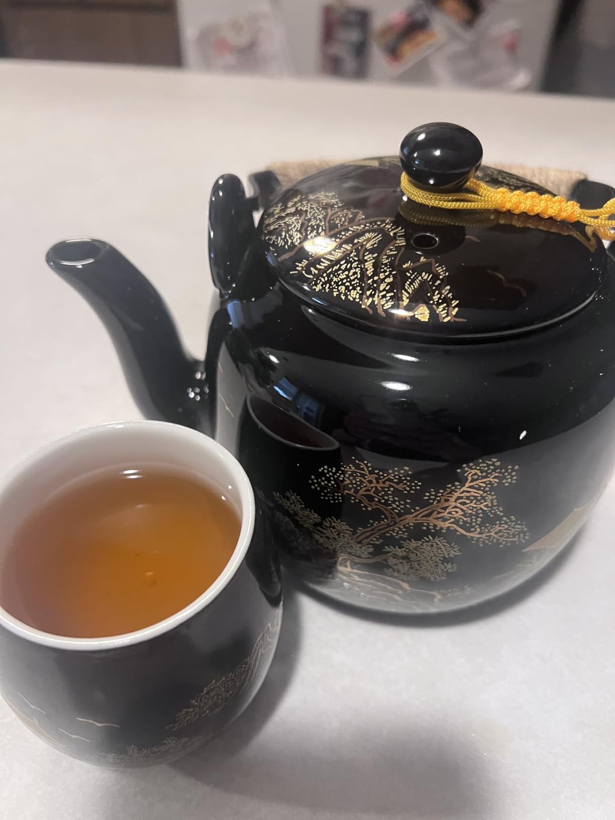 Dujust Japanese Tea Set, White Porcelain Chinese Tea Set (Plum in Golden) customer photo 2