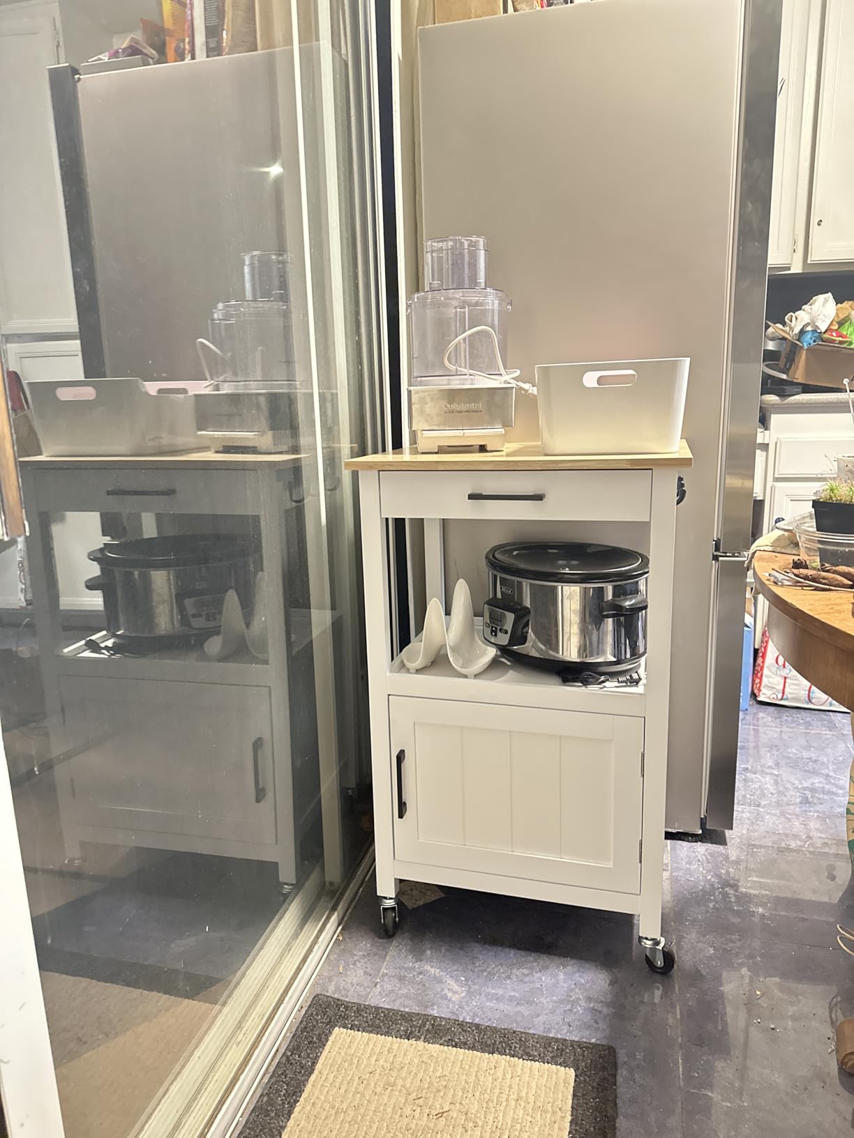 Yaheetech Rolling Kitchen Island Cart with Storage, 2 Tier, Wood Top, White customer photo 2