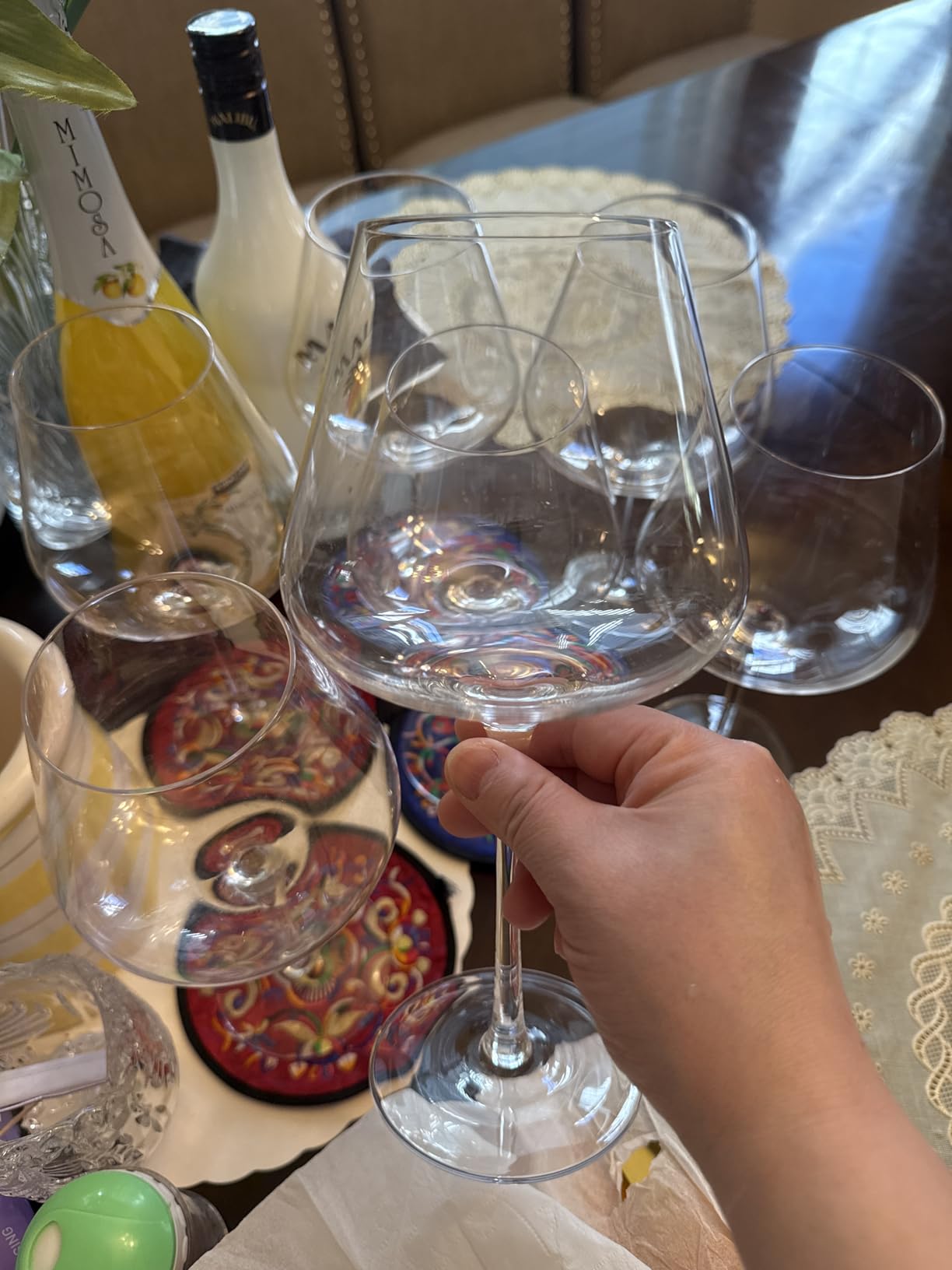 BACLIFE Hand Blown Red Wine Glasses Set of 4 – 23 oz Burgundy Wine Glasses With Long Stem – Large Premium Crystal Wine Glass – Unique Gift for Wedding, Anniversary, Father’s Day – Clear customer photo 2