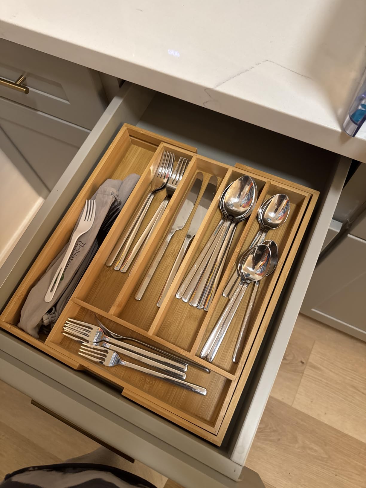 Bellsal Silverware Organizer Kitchen Drawer Organizer Expandable Bamboo Utensil Holder Cutlery Tray for Kitchen Utensil and Flatware Bedroom Office customer photo 2