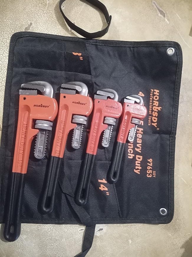 HORUSDY 4 Pack Heavy Duty Pipe Wrench Set, Adjustable 8