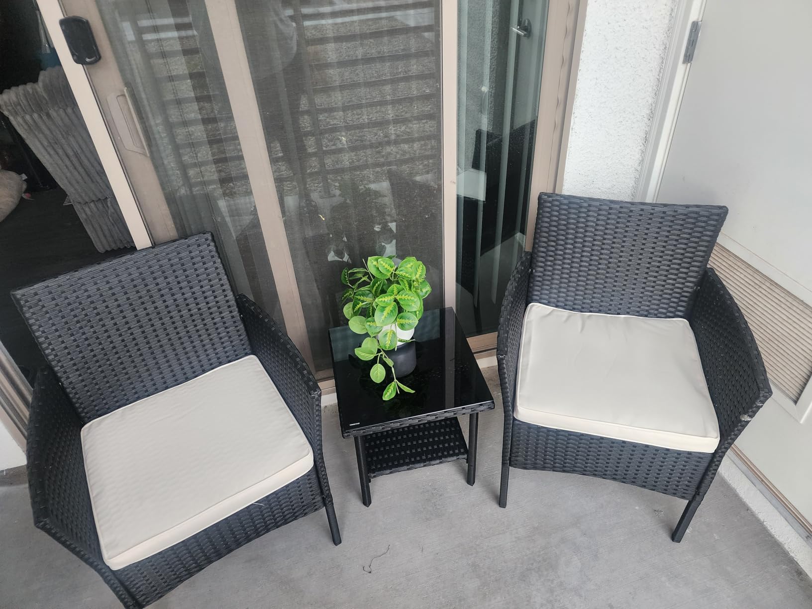 FDW 3-Piece Patio Furniture Set | Black & Beige | Outdoor Wicker Furniture customer photo 1