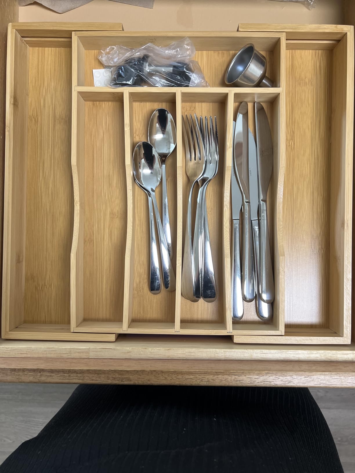 Expandable Bamboo Kitchen Drawer Organizer for Cutlery and Utensils, Adjustable Bamboo Wood Cutlery Tray in Drawer for Flatware and Silverware in Kitchen, (Natural) customer photo 1