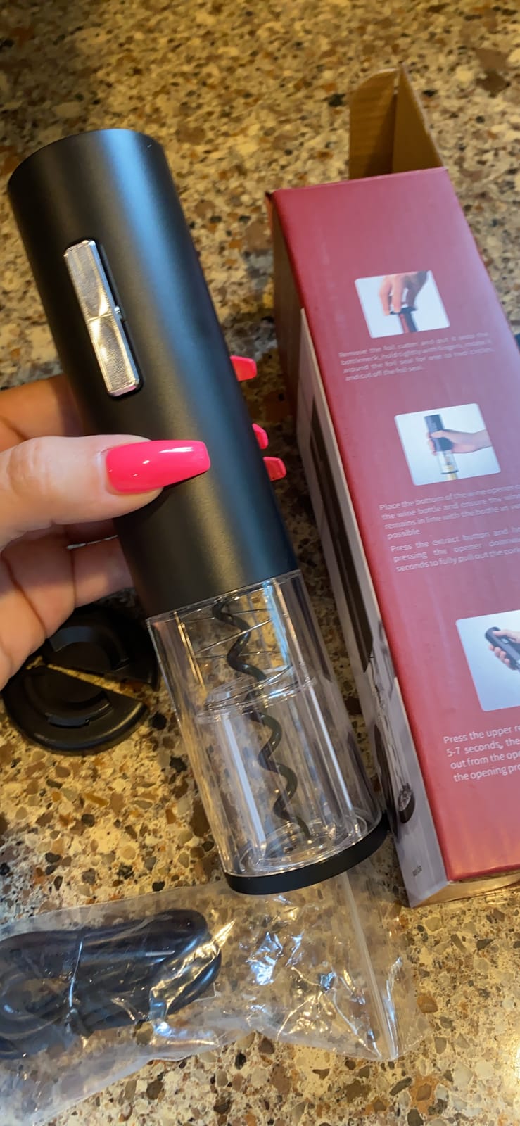 COKUNST USB Rechargeable Electric Wine Bottle Opener with Foil Cutter customer photo 2