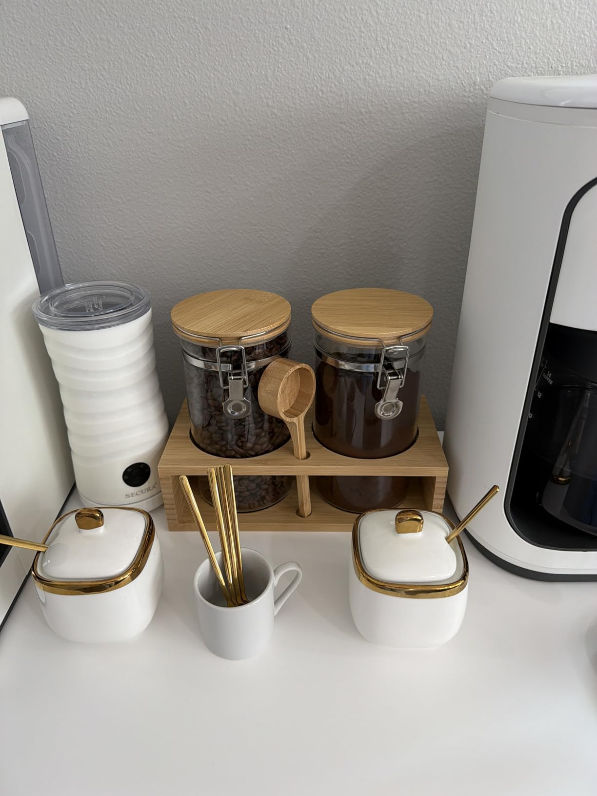 Yangbaga Coffee Container with Shelf, 2P 45OZ Glass Airtight Coffee Holder customer photo 1