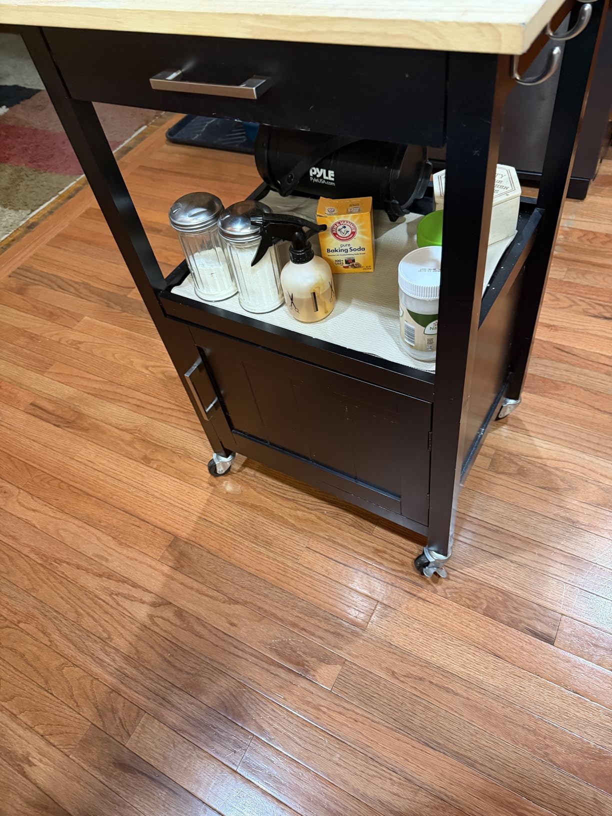 Yaheetech Rolling Kitchen Island Cart with Storage, 2 Tier, Wood Top, Black customer photo 2