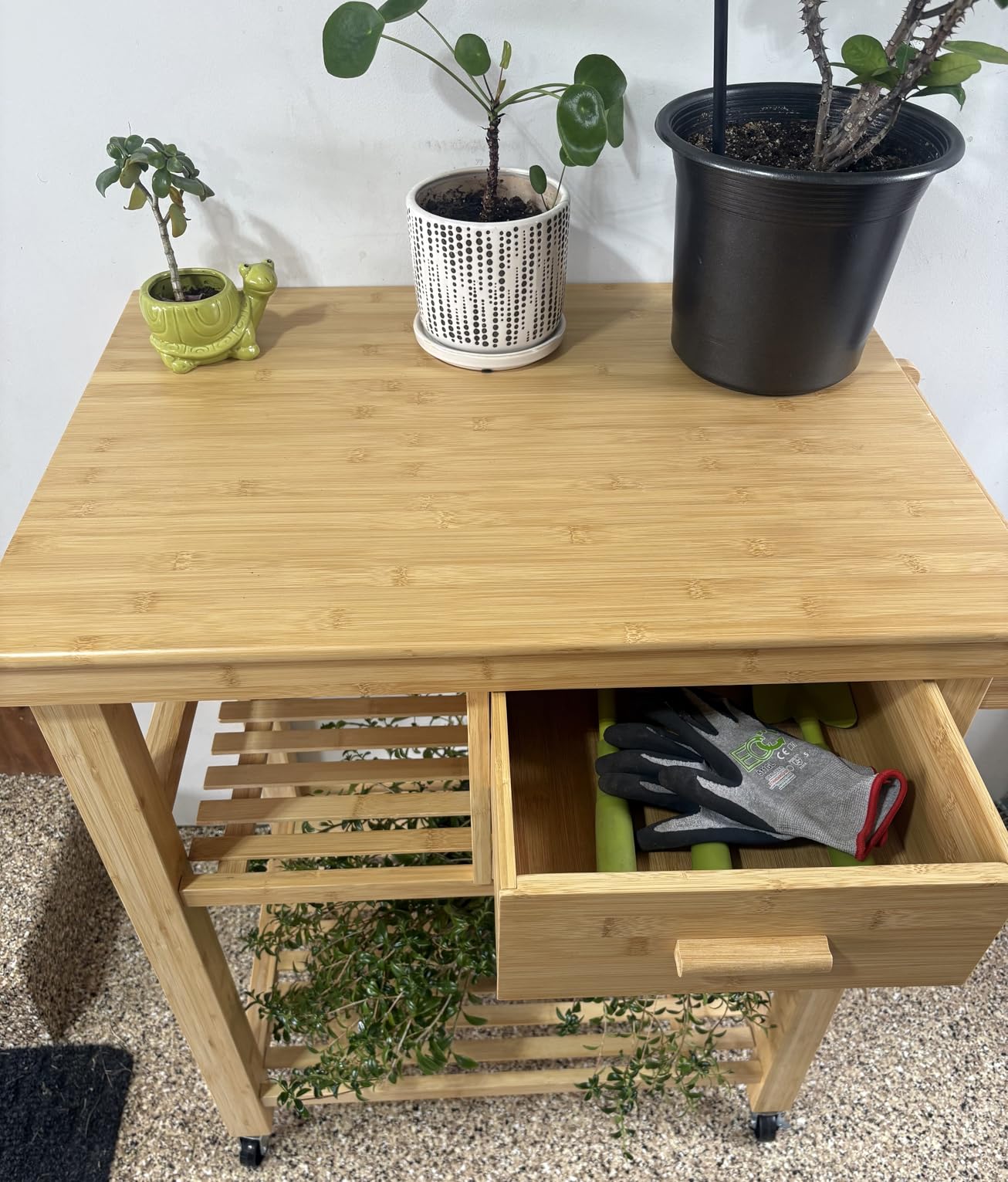 PETSITE Bamboo Kitchen Island Cart, Butcher Block Table on Wheels with Drawers, Shelves, Towel Rack customer photo 1