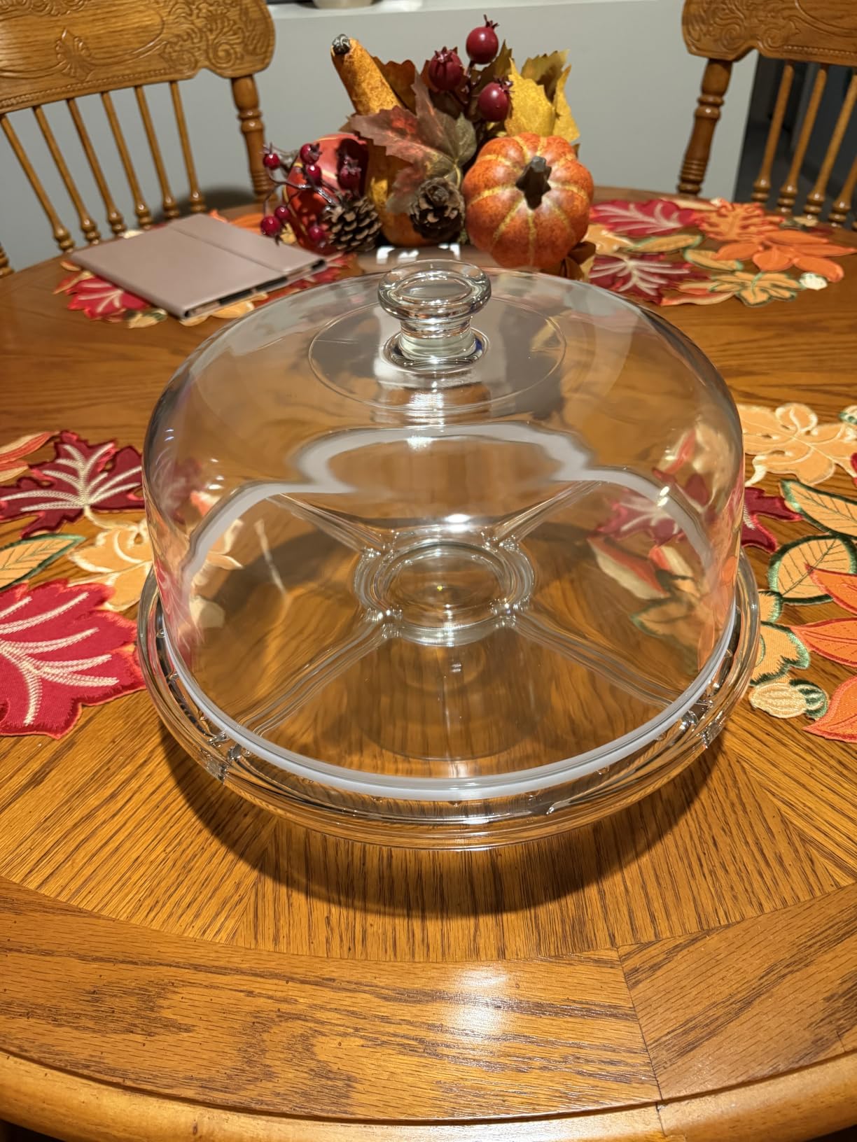 Glass Cake Stand w/ Dome Lid, Footed Cake Plate Platter, 6 in 1, Italy Made customer photo 1