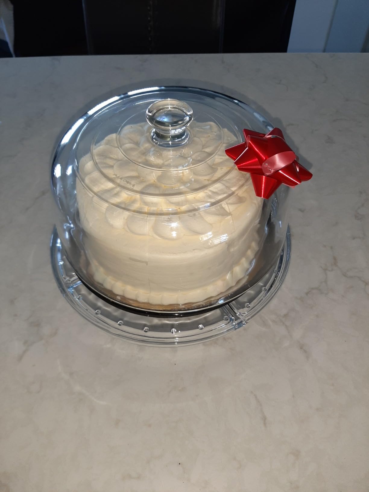 Glass Cake Stand w/ Dome Lid, Footed Cake Plate Platter, 6 in 1, Italy Made customer photo 2
