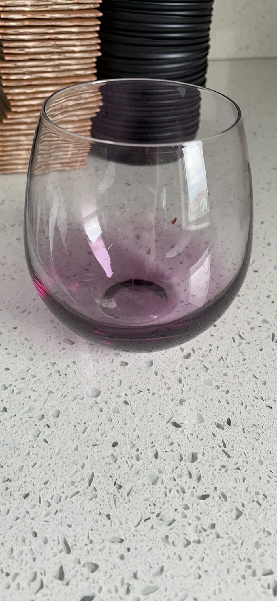 JoyJolt Hue Stemless Wine Glass Set, Large 15 oz Stemless Wine Glasses Set of 6 for White Red or Water, Short Glass Tumblers, No Stem Margarita Glasses, Colored Tumbler customer photo 1