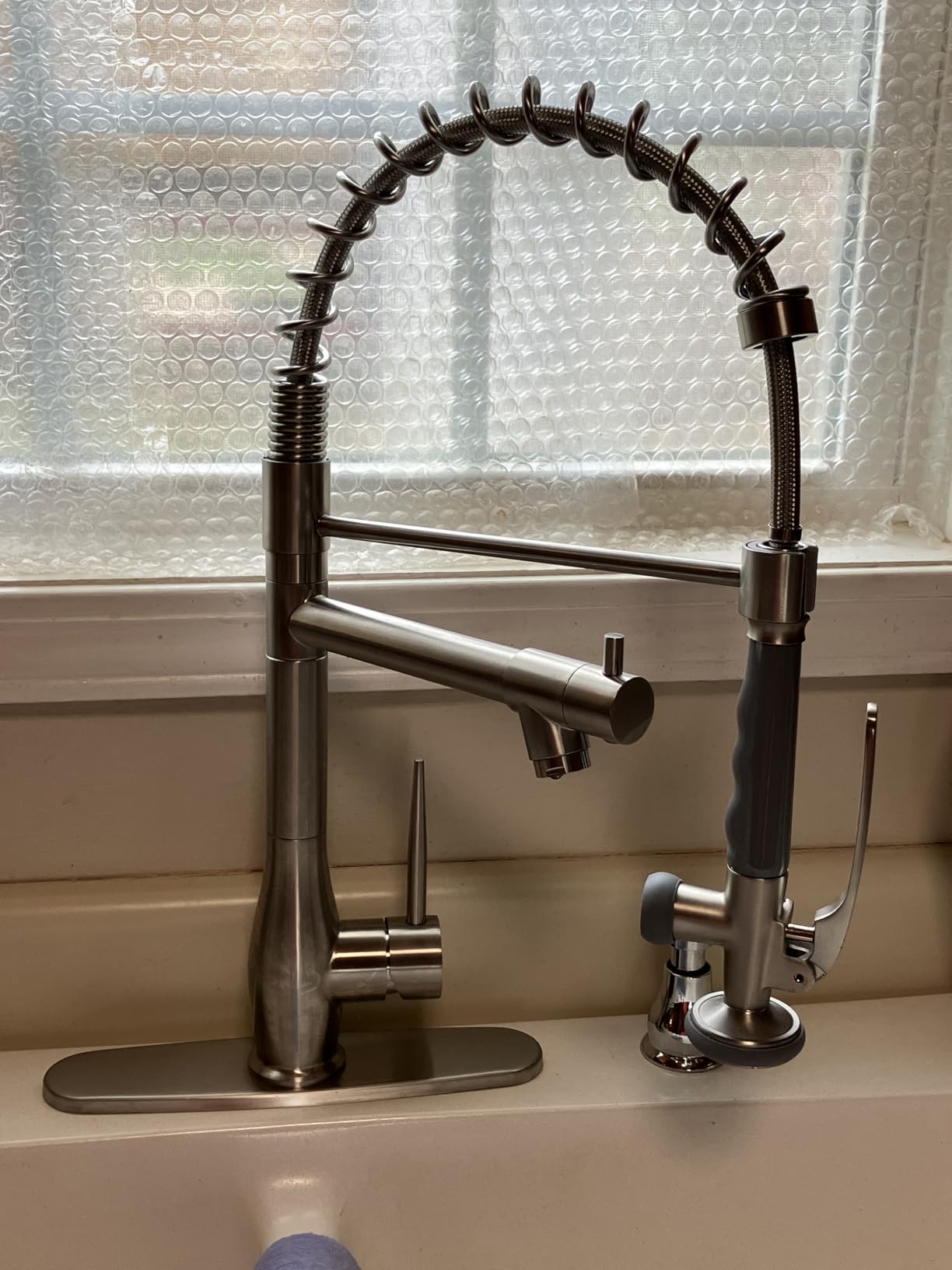 GIMILI Commercial Kitchen Sink Faucet with Pull Down Sprayer Brushed Nickel customer photo 2