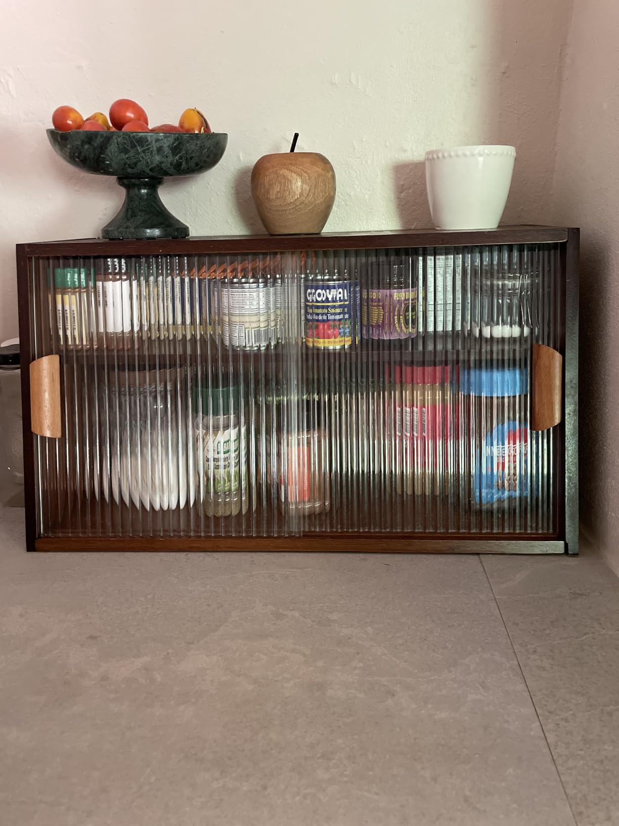 HollyHOME Bamboo Countertop Kitchen Storage Cabinet Sideboard, Burlywood customer photo 1