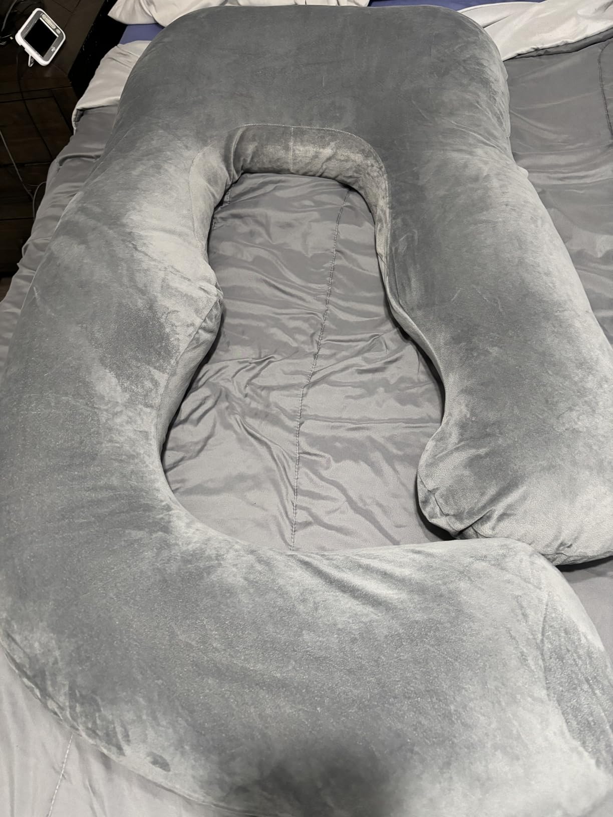 60 Inch Pregnancy Pillow for Sleeping, Extra Large U Shaped Body Pillow, Maternity Pillow for Pregnant Women with Velvet Cover (Dark Grey) customer photo 2