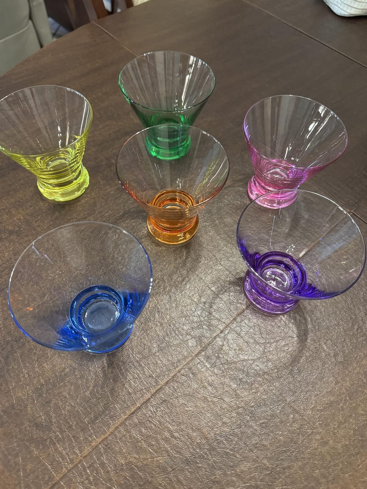 ColoVie Martini Glasses Set of 6 - Cocktail Glasses - 8oz Stemless Margarita, Bar, Dessert Glass - Colored Liquor Drinking Glassware - Cosmo, Manhattan, Espresso Martini - Cocktail Party Gift for Her customer photo 2