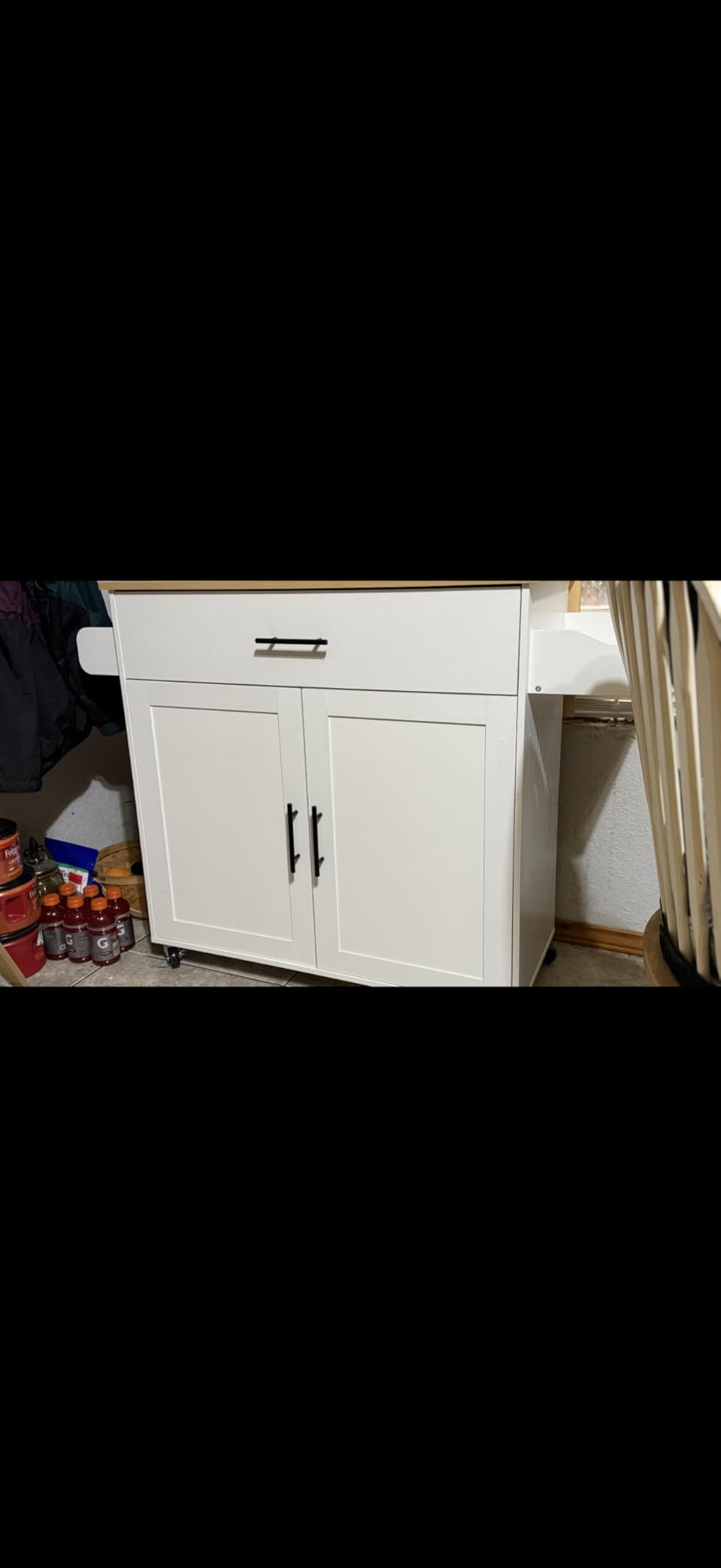 IRONCK Kitchen Island Table on Wheels with Drop Leaf, 47.25