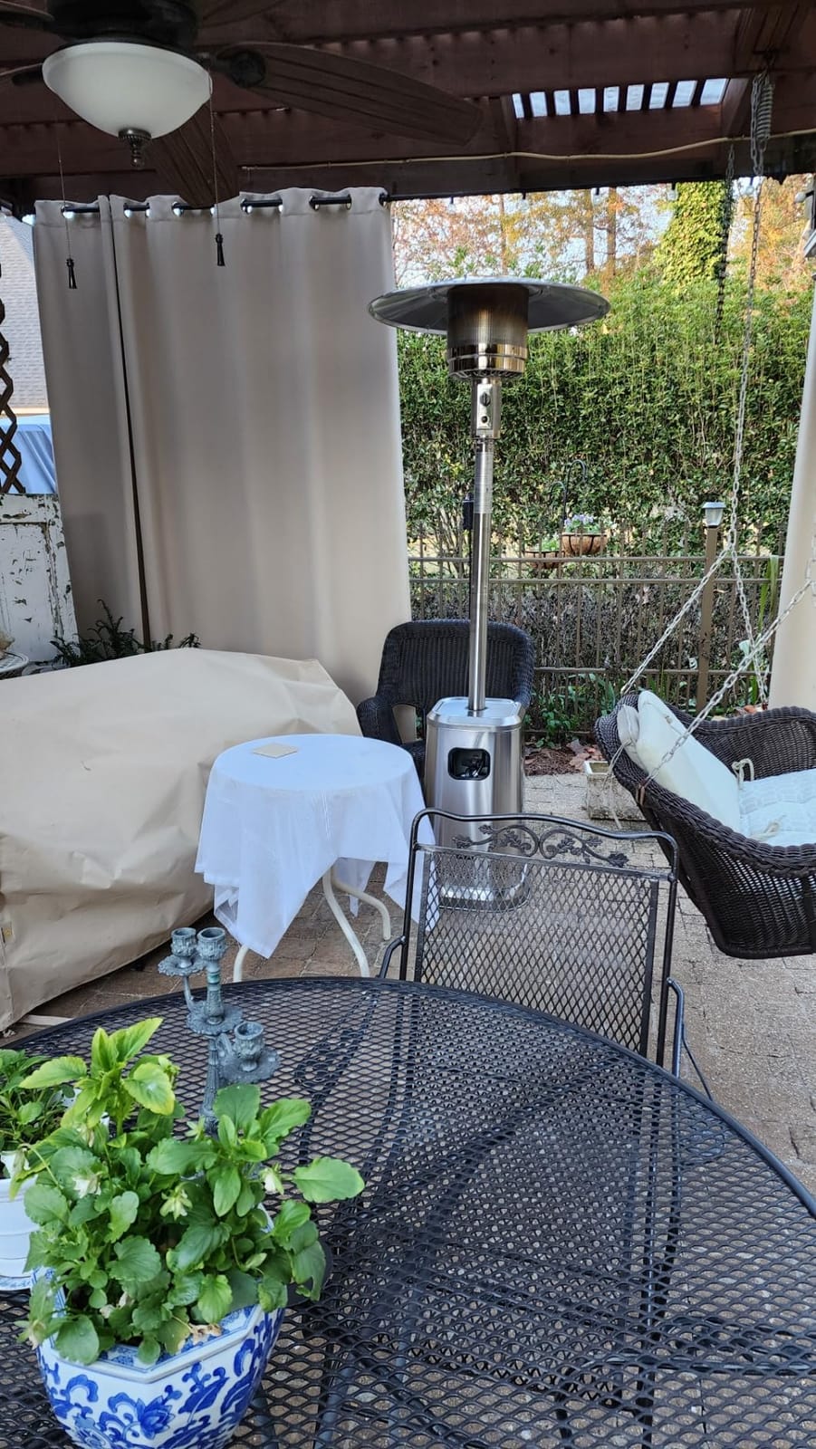EAST OAK 50,000 BTU Patio Heater with Sand Box, Table Design, Double-Layer Stainless Steel Burner, Wheels, Triple Protection System, Outdoor Heater for Home and Residential, Polar Night customer photo 1