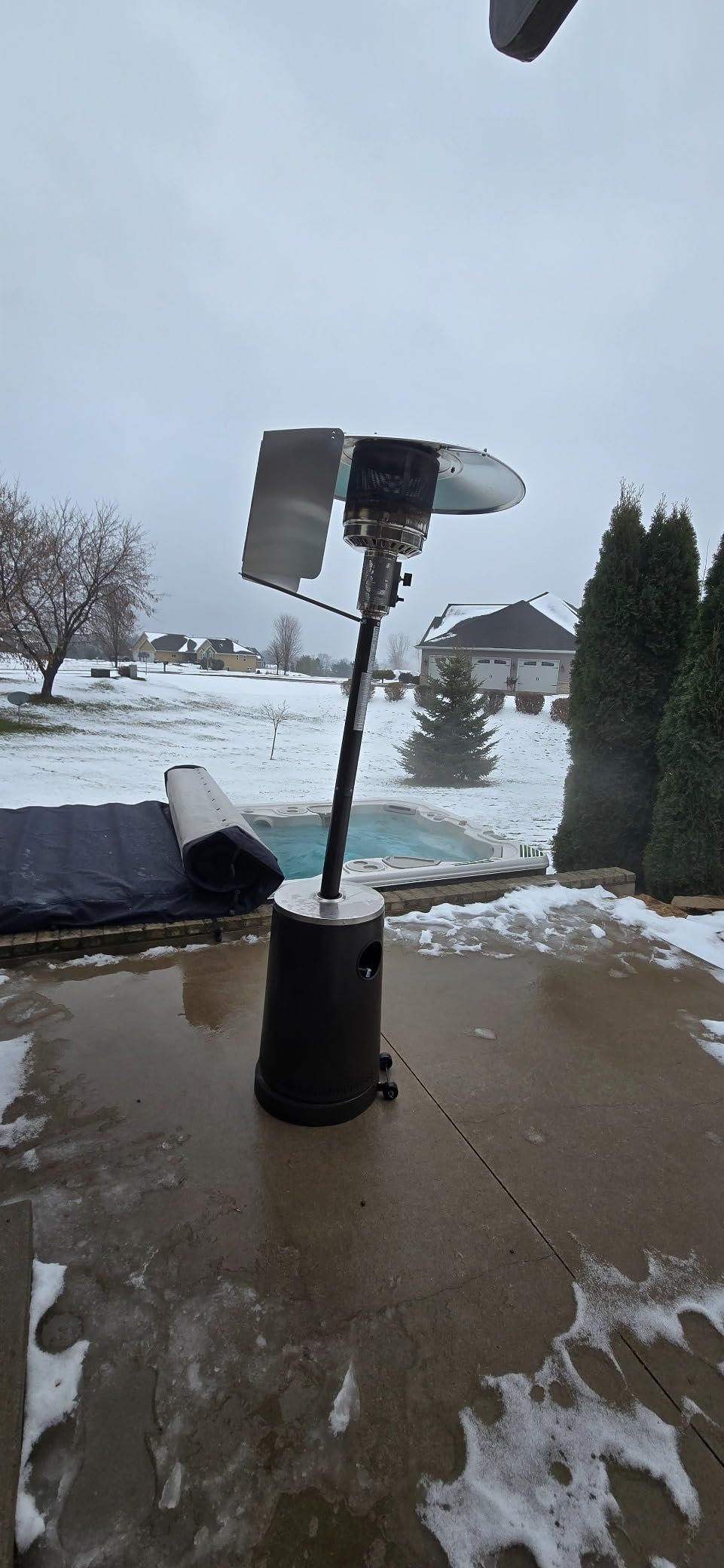 EAST OAK 50,000 BTU Patio Heater with Sand Box, Table Design, Double-Layer Stainless Steel Burner, Wheels, Triple Protection System, Outdoor Heater for Home and Residential, Polar Night customer photo 2