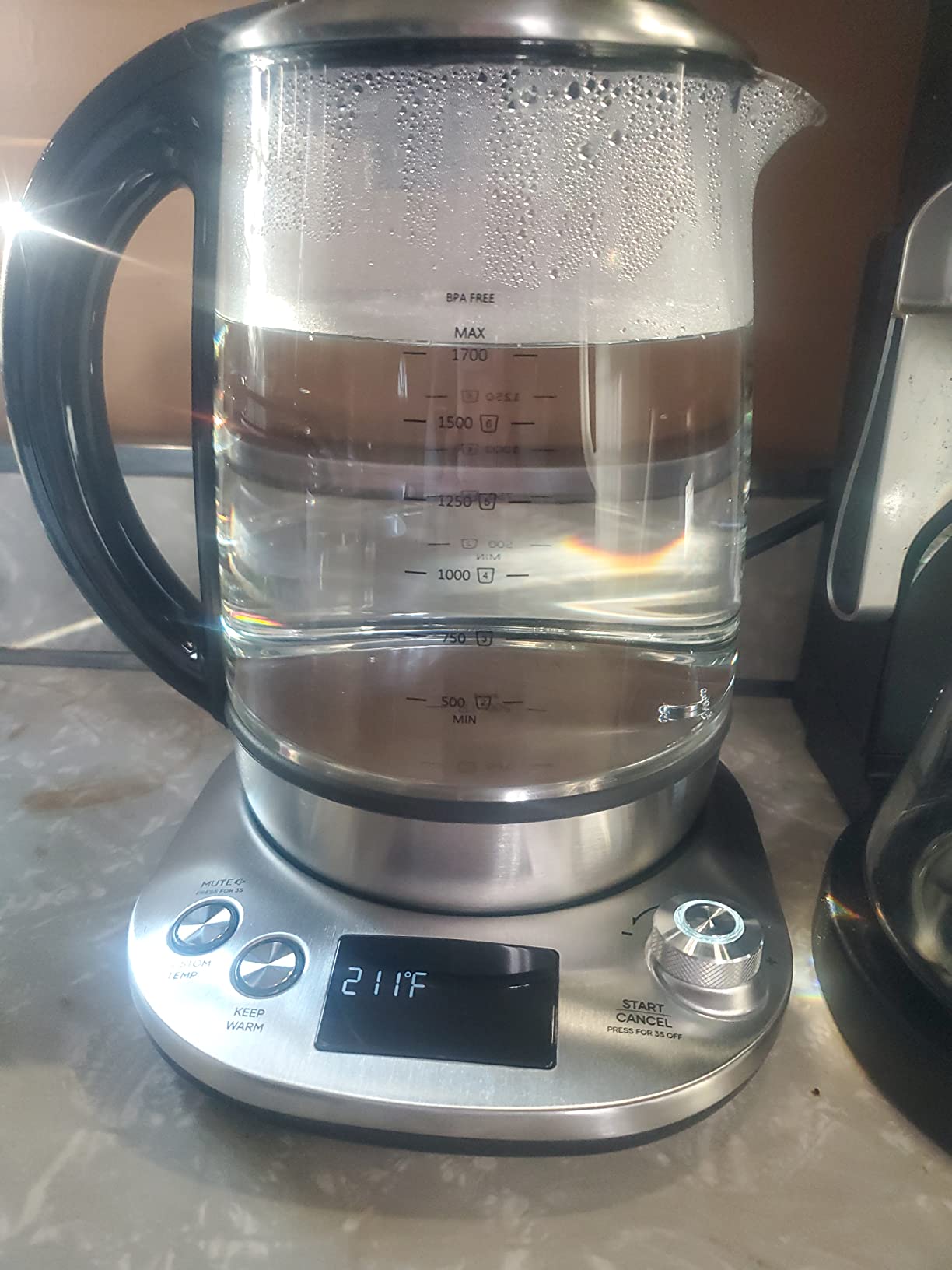 Mecity Electric Tea Kettle with Removable Infuser, 9 Preset Brewing Programs, Temperature Control, 2 Hours Keep Warm, Borosilicate Glass, 1.7 Liter, 1200W customer photo 2