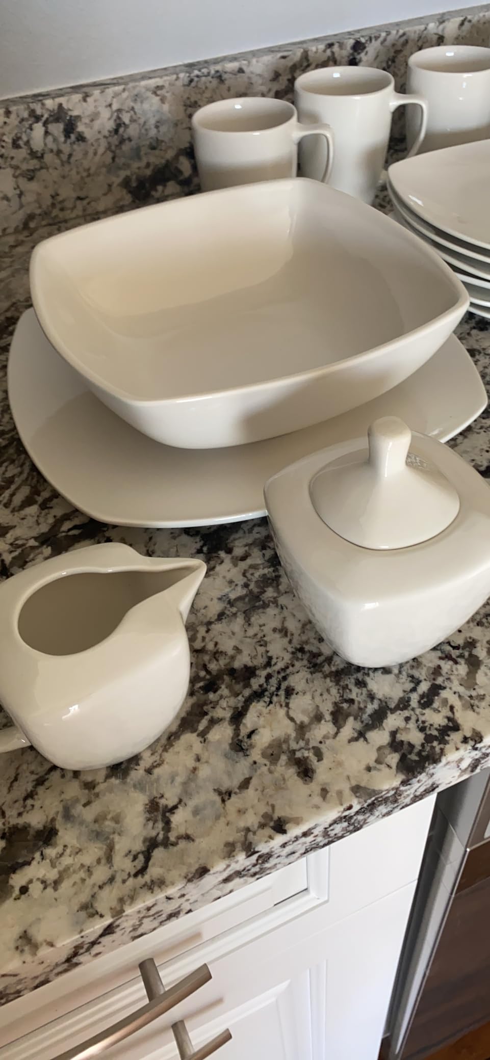 Gibson Home Zen Buffet Porcelain Ceramic Dinnerware Sets for 8, Plates and Bowls Set (40pcs), White Embossed Dishes customer photo 1