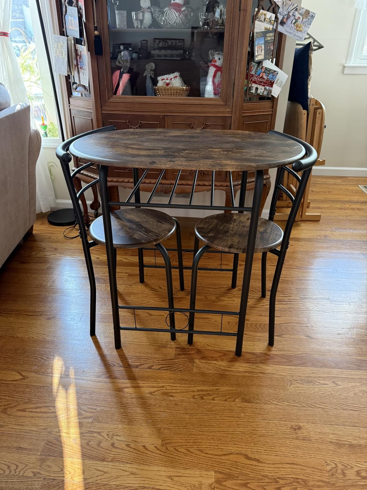 JUMMICO 3-Piece Wooden Round Table & Chair Set (Walnut/Black) customer photo 1