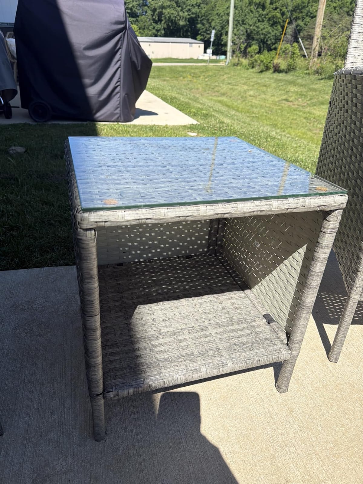 Best Choice Products 3-Piece Outdoor Wicker Conversation Bistro Set, Space Saving Patio Furniture for Garden w/Side Table - Gray/Black customer photo 1
