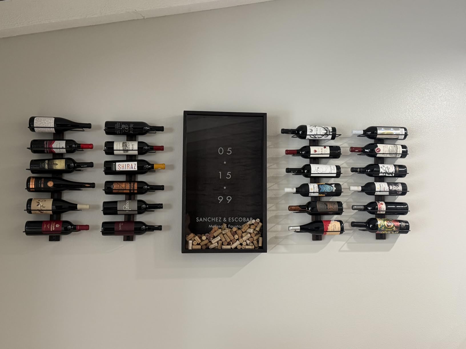 Wall Mounted Wine Rack, 9-Bottle Wall Wine Holder with Solid Wood Backboard customer photo 1