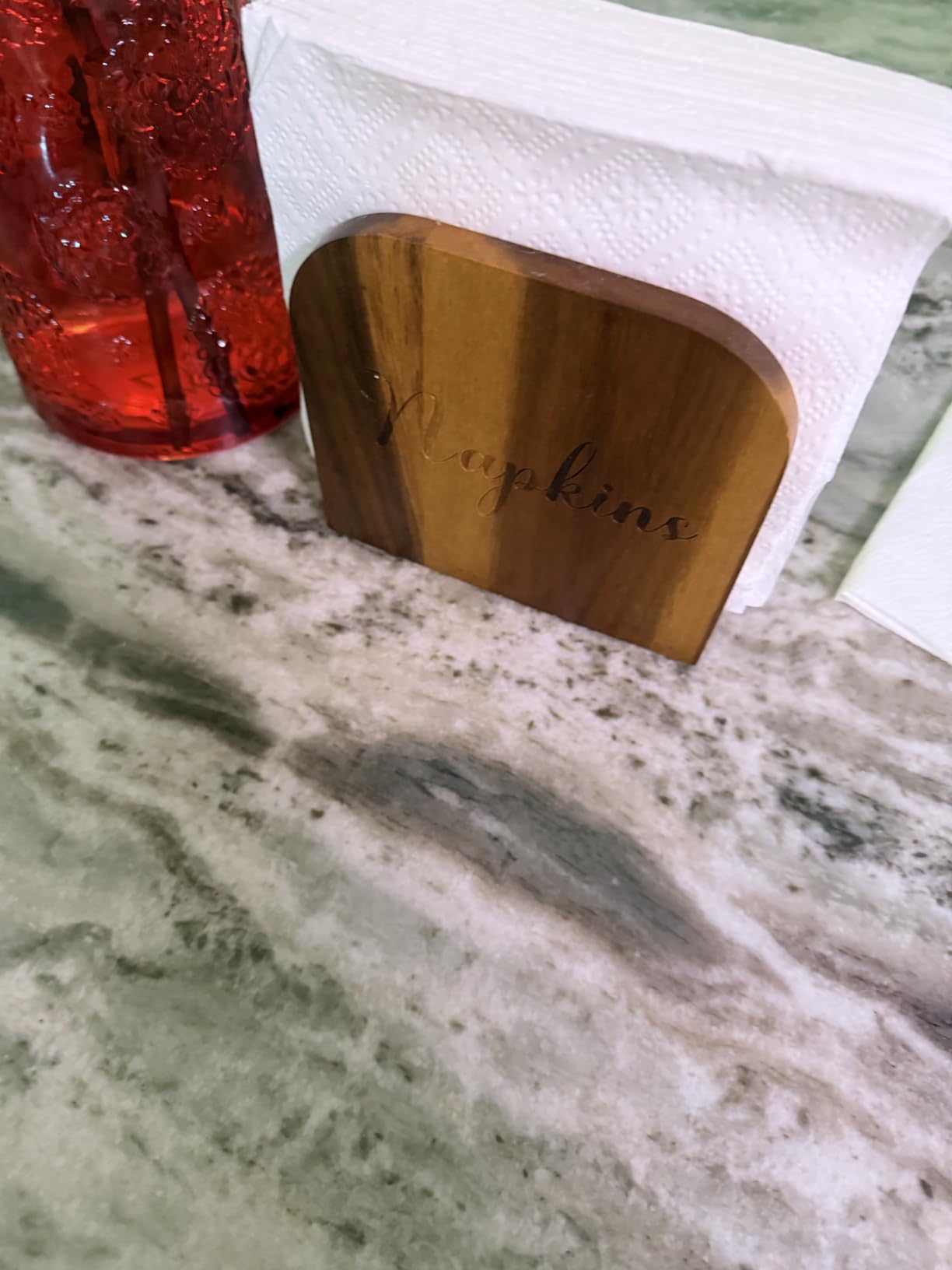 Napkin Holder for Table, ALELION Acacia Wooden Napkin Holders for Kitchen, Napkin Holder for Kitchen Dining Room Table Decor, Upright Wood Napkin Dispenser for Indoor & Outdoor Use customer photo 2