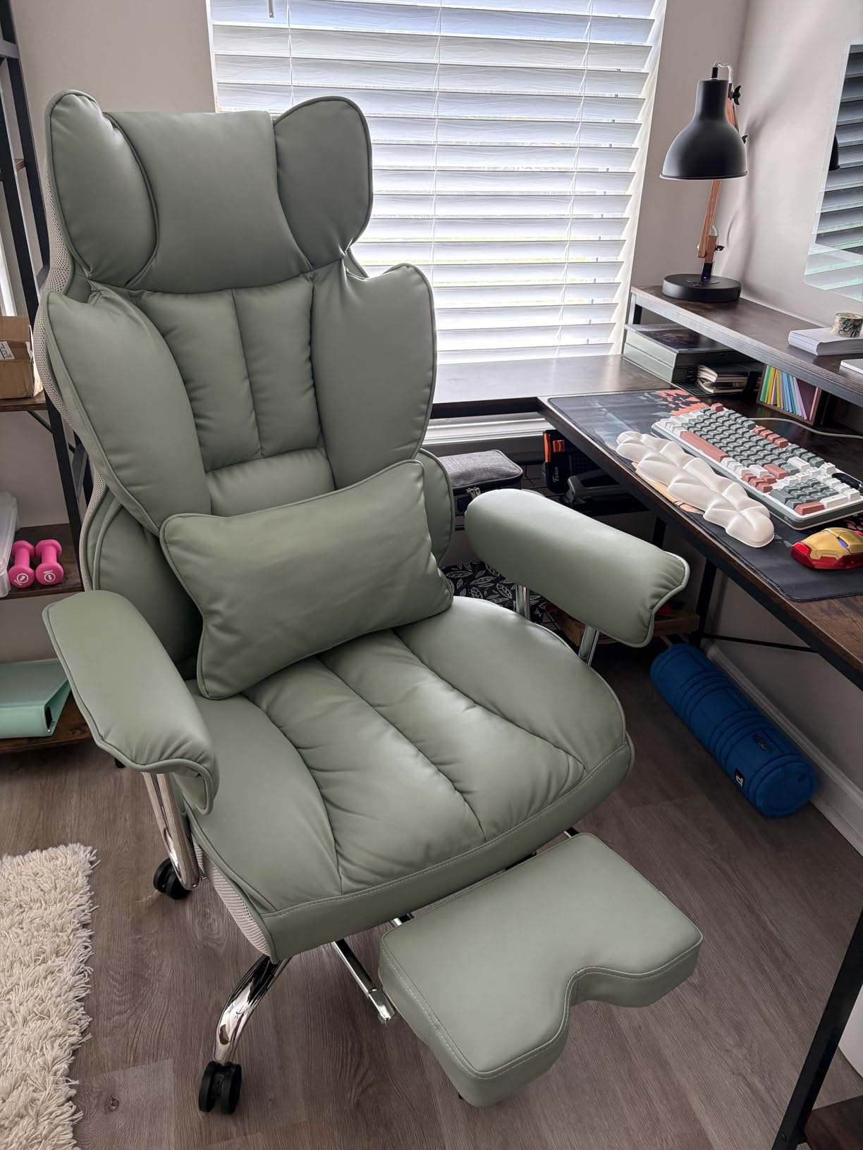 Efomao Big and Tall Office Chair 400lbs – PU Leather Executive Office Chair with Lumbar Support & Leg Rest, Heavy-Duty Computer Chair for Home Office, Brown customer photo 1