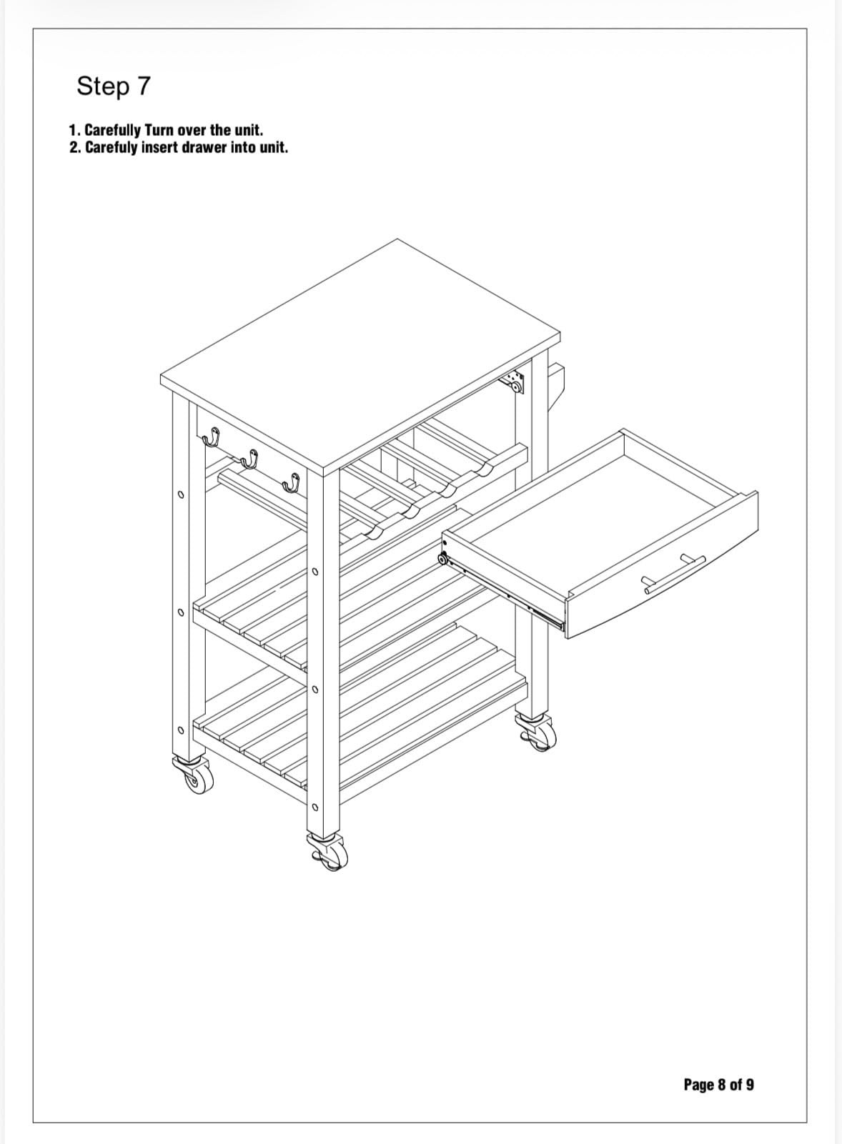 Convenience Concepts Ellaine Butcher Block Kitchen Cart 24.75