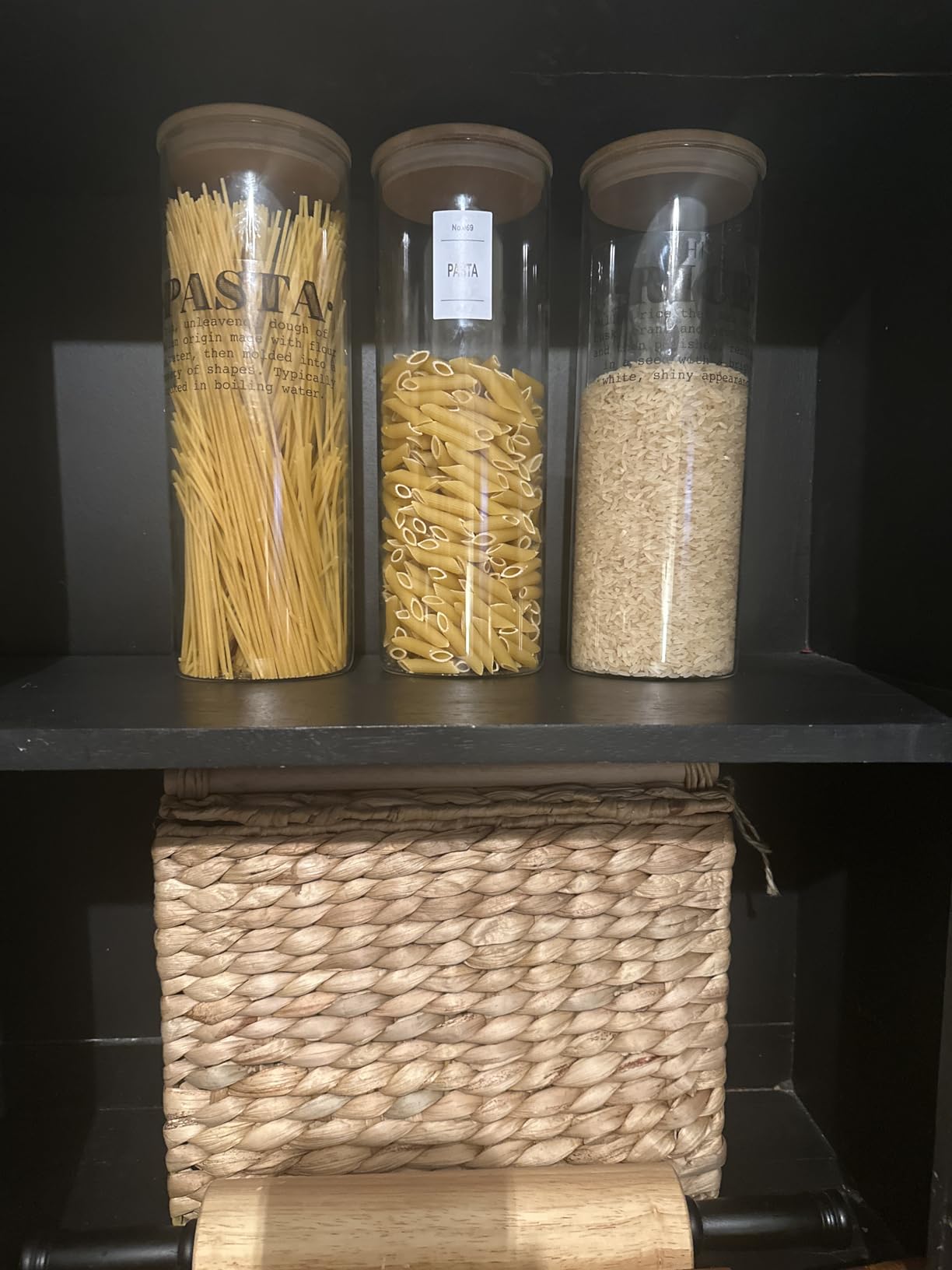 Vtopmart Glass Food Storage Jars, 7 Pack Kitchen Containers with Airtight Bamboo Wooden Lids for Pasta, Cookies, Nuts, Coffee Beans, Cereal, Canisters Set for Flour, Pantry Organization, BPA Free customer photo 2