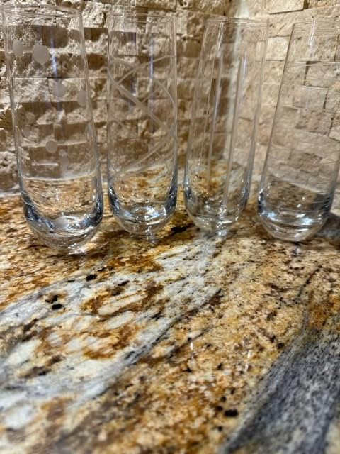 Joeyan Hand Blown Etched Stemless Wine Glasses with Dots Strips Pattern for Red Wine,Large Carved Drinking Glass Cups Tumblers for Wedding Anniversary Party Home,Set of 4,17.5 oz customer photo 1