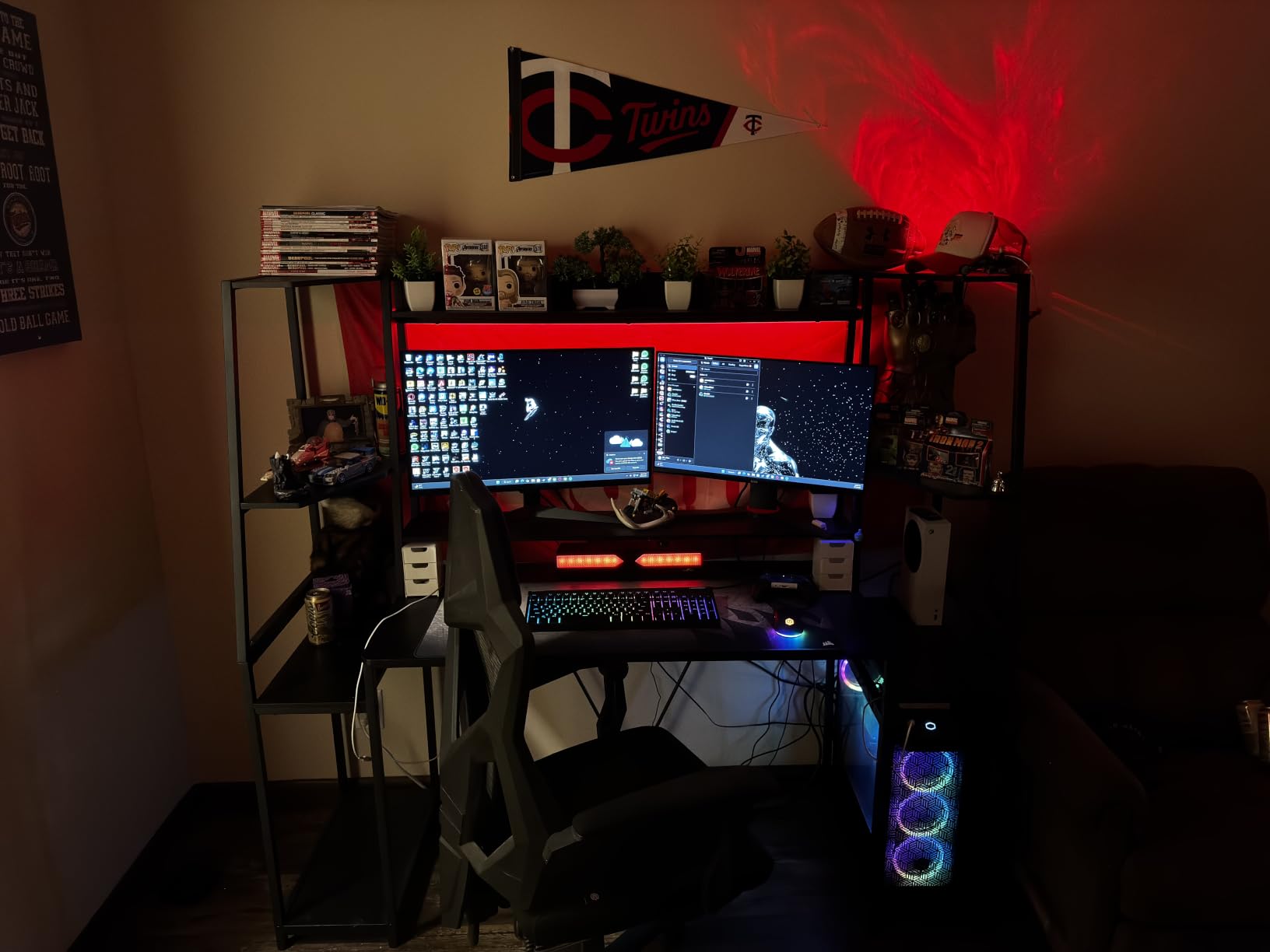 SEDETA 79'' Gaming Desk with LED Lights, Hutch and Storage Shelves, Black customer photo 2