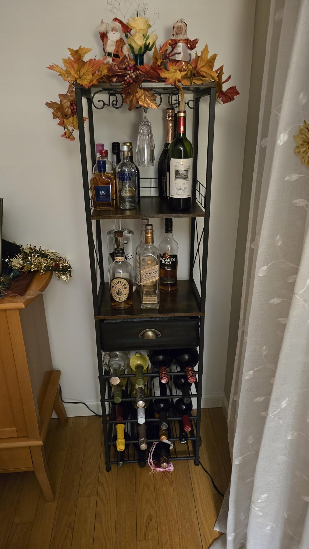 Homeiju Wine Rack Freestanding Floor, Bar Cabinet for Liquor and Glasses customer photo 1