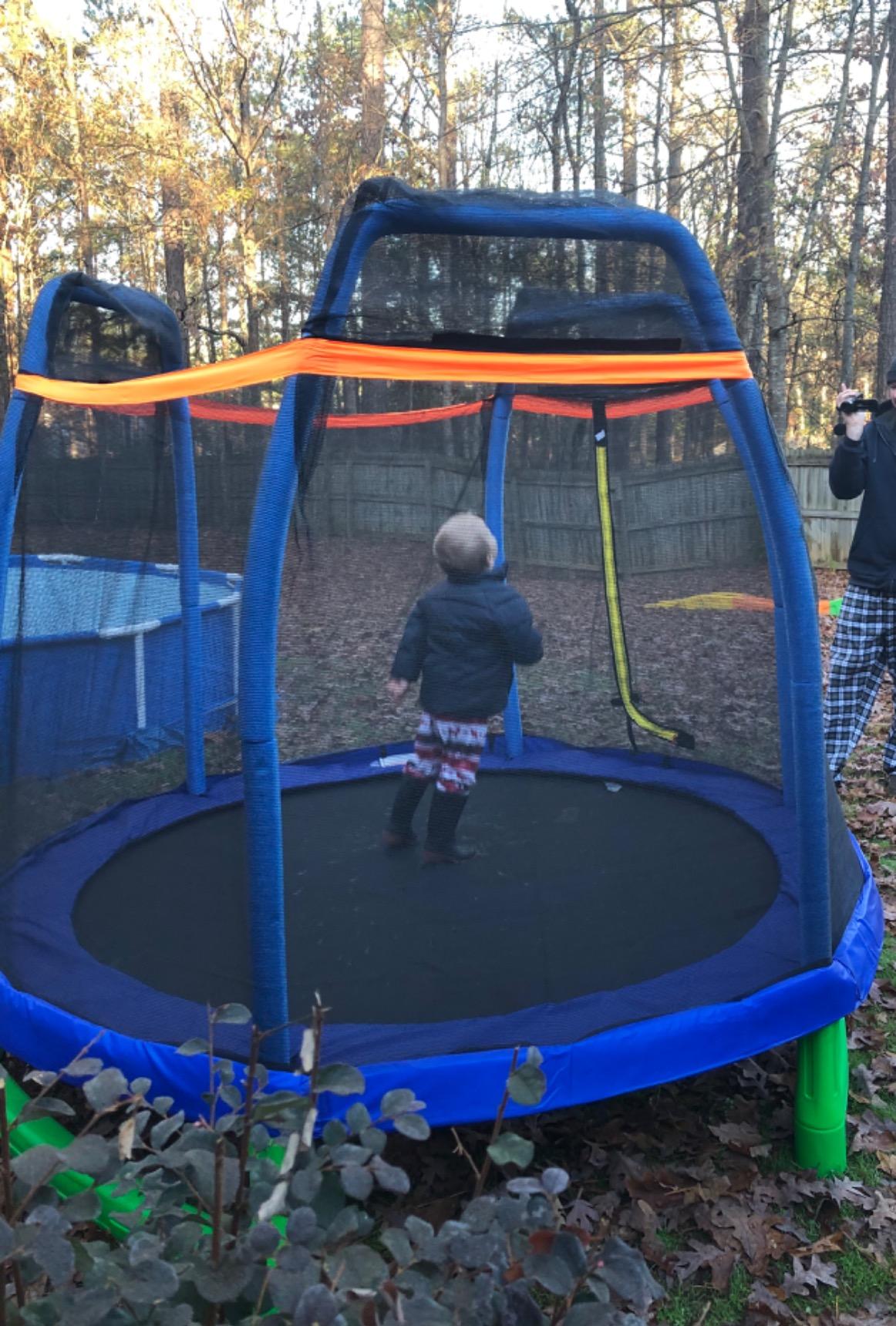 Giantex 7 Ft Trampoline for Kids, Heavy Duty Steel Frame Small Mini Toddler Trampoline, Great Gifts for Boys Girls, Outdoor Indoor Kids Trampoline with Net, for Age 3-8 customer photo 2