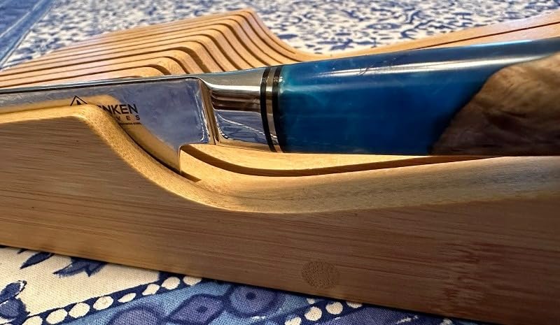 In-Drawer Knife Block Organizer - Bamboo Wood Drawer Knife Organizer-Protecting Knife Organizer Block (Not Included) (Natural, 11 Knives Dock) customer photo 2