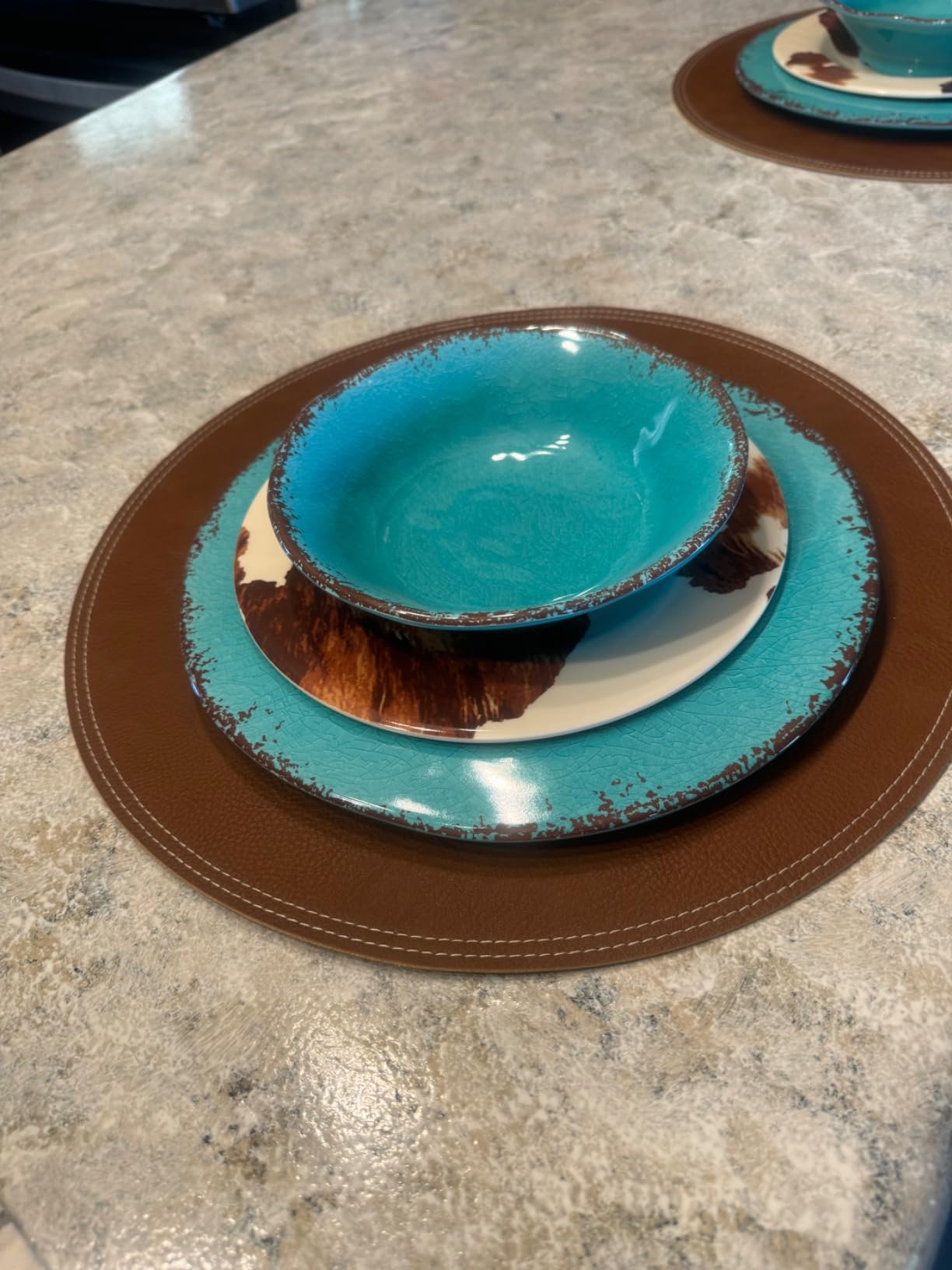 LEHAHA 12 Piece Crackle Lightweight Melamine Dinnerware Sets-Service for 4 customer photo 1