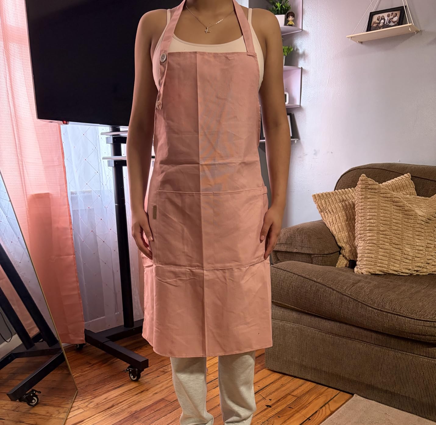 TOSHE Kitchen Apron for Women & Men Waterdrop Resistant, Adjustable Button customer photo 1