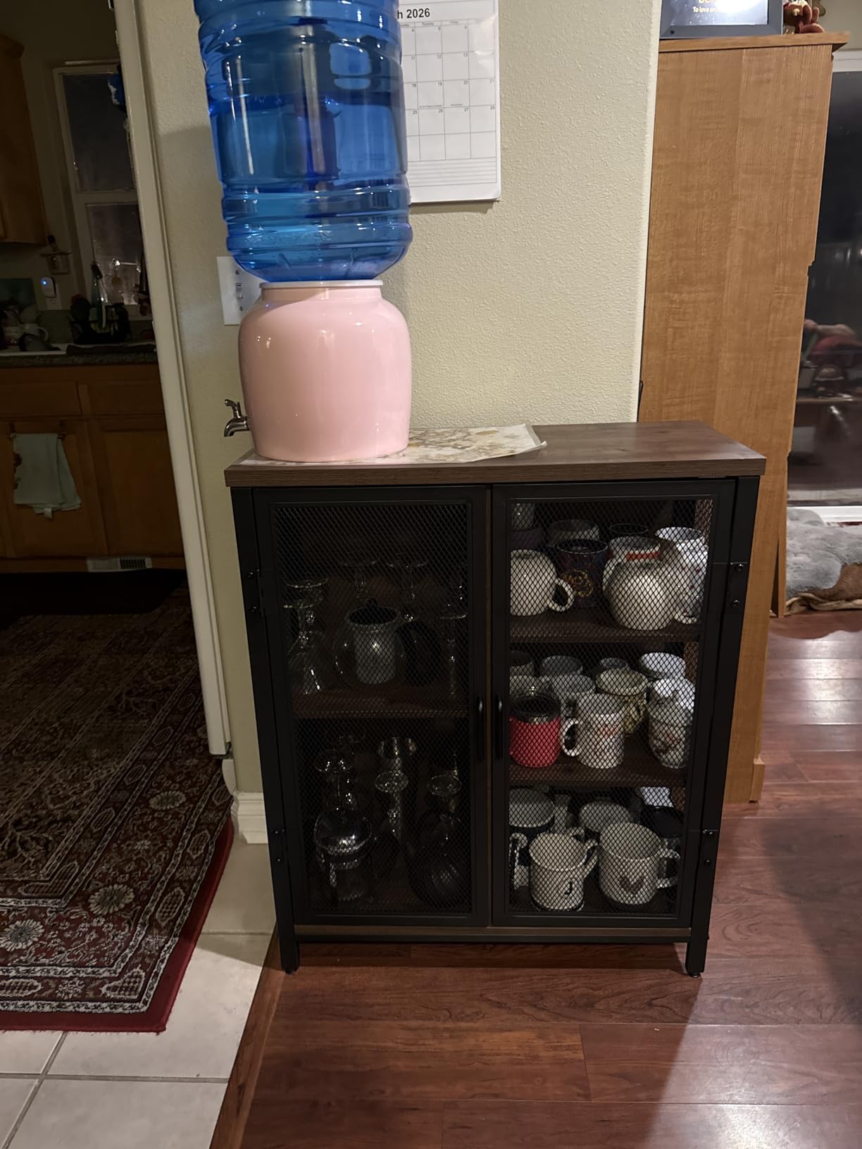BON AUGURE Small Coffee Bar Cabinet, Liquor Storage, Rustic Oak, 2-Doors customer photo 1