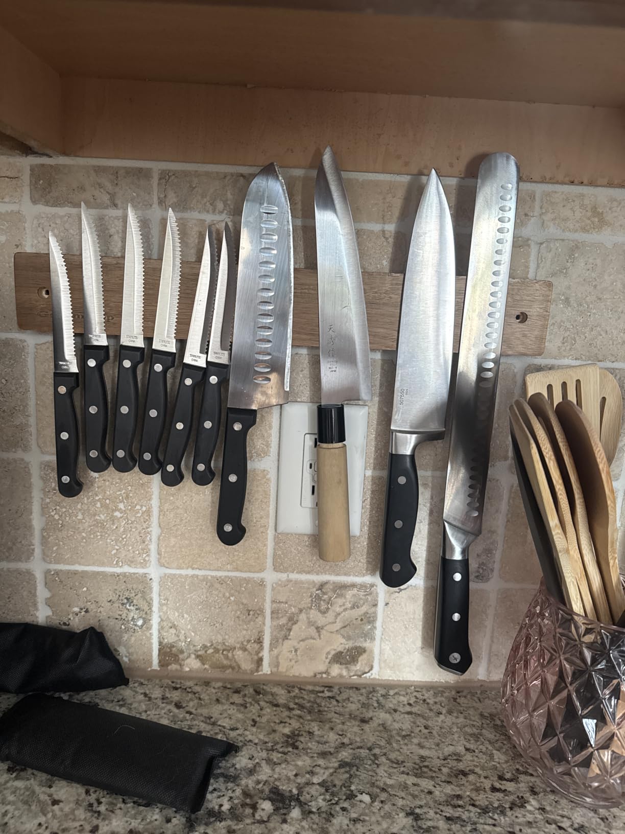 Gourmetop Magnetic Knife Holder for Wall 16”, Acacia Wood, No Drill Fridge customer photo 2