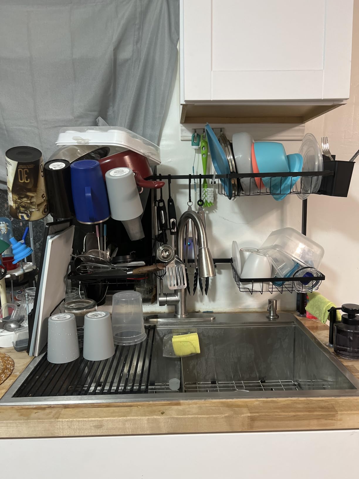 SNSLXH 4 Baskets 2-Tier Over The Sink Dish Drying Rack, 26.57