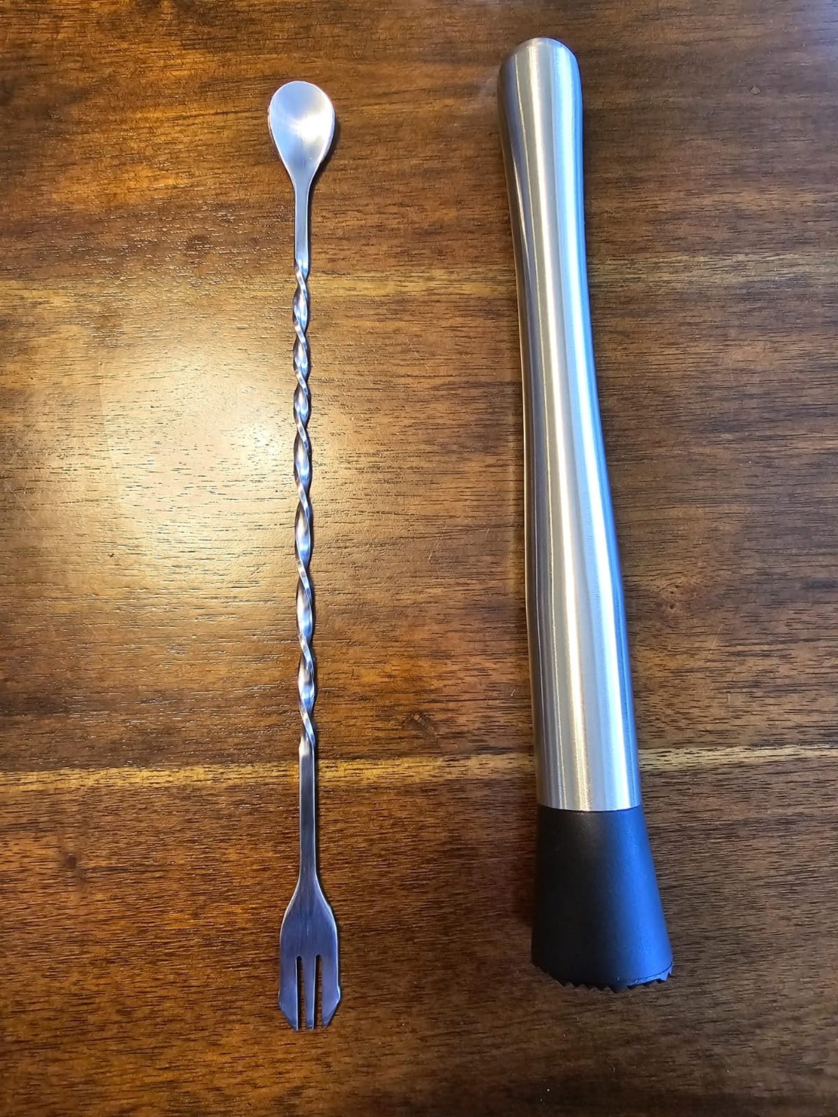10 Inch Stainless Steel Muddler for Cocktail and 10 Inch Mixing Bar Spoon, 2 Pices Home Bar Tool Set customer photo 2