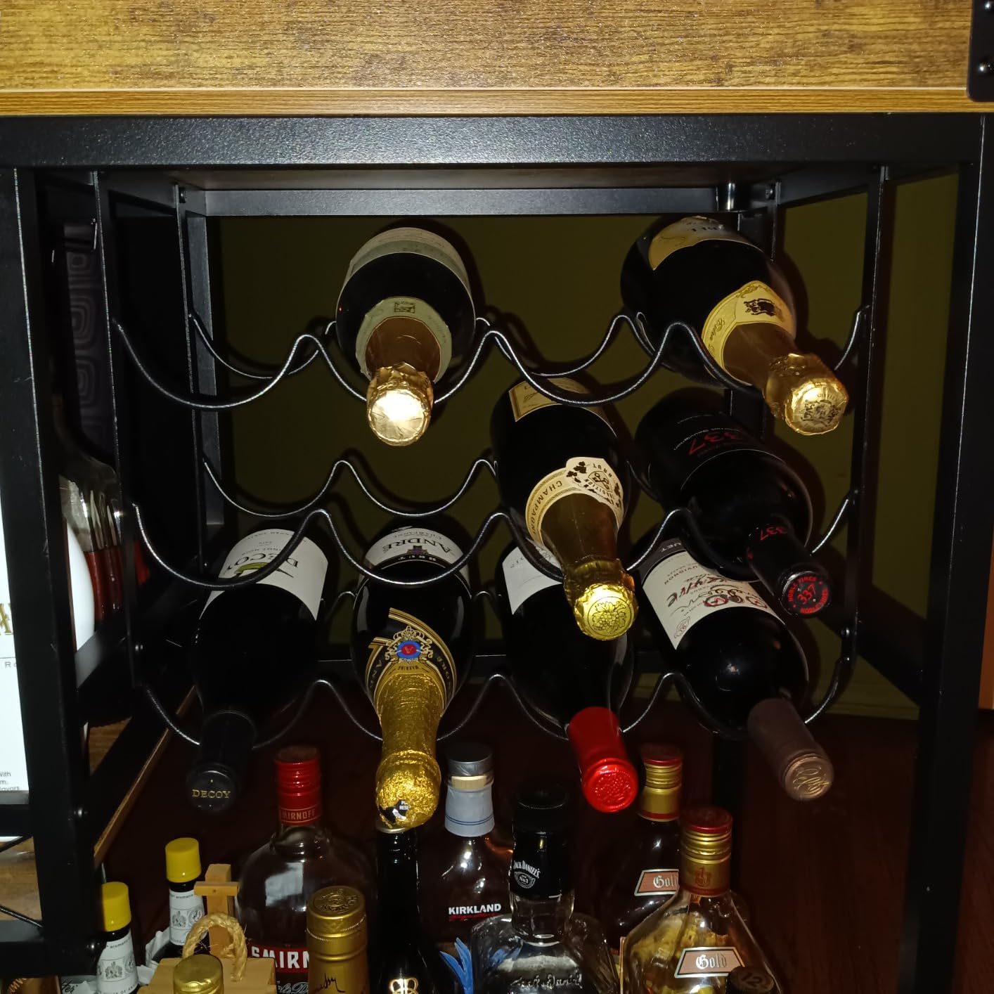 Lifewit 3 Tier Bar Cart with 12 Wine Racks, Serving Trolley, Rustic Brown customer photo 1