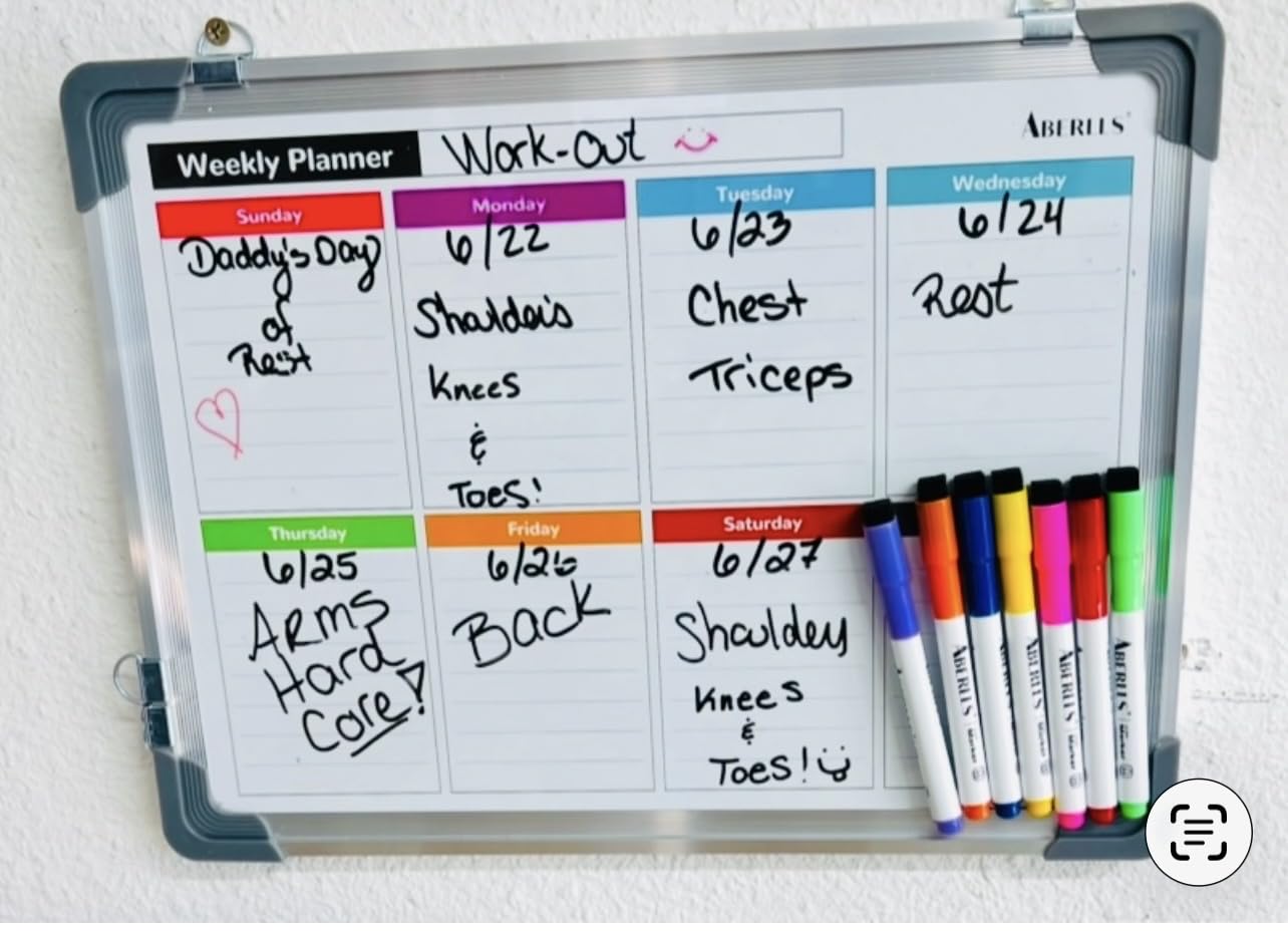Monthly Calendar Whiteboard for Wall, 24x18 Inches Dry Erase Board with Cork Board Combo, Magnetic White Board, Double-Sided Hanging Portable Board for Office School Home Kitchen Planner, Black customer photo 2
