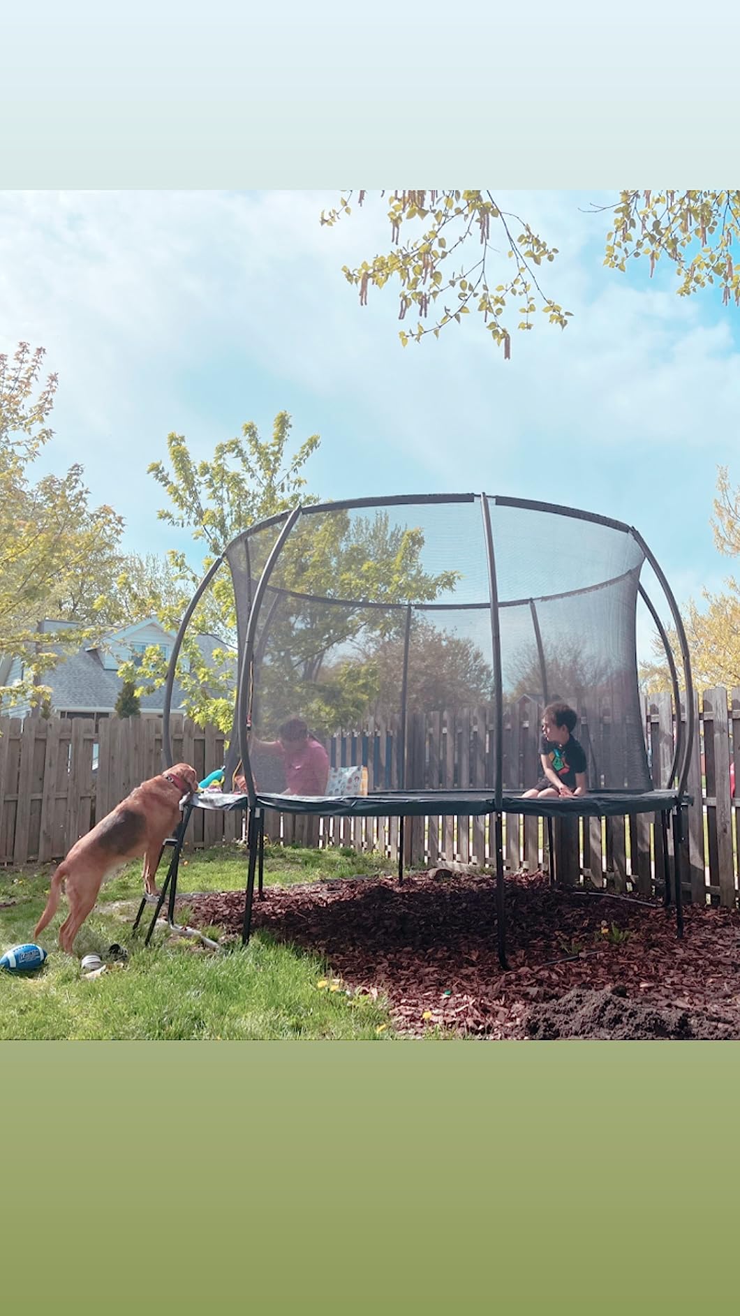 Giantex Trampoline for Kids, ASTM Approved Outdoor Large Trampoline with Net, Ladder, Rustproof Galvanized Steel Frame, Recreational Trampolines for Kids and Adults customer photo 2