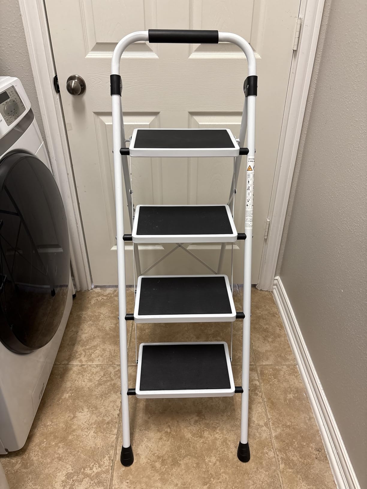 KINGRACK Step Ladder, 4 Step Folding Ladder with Handrails customer photo 2