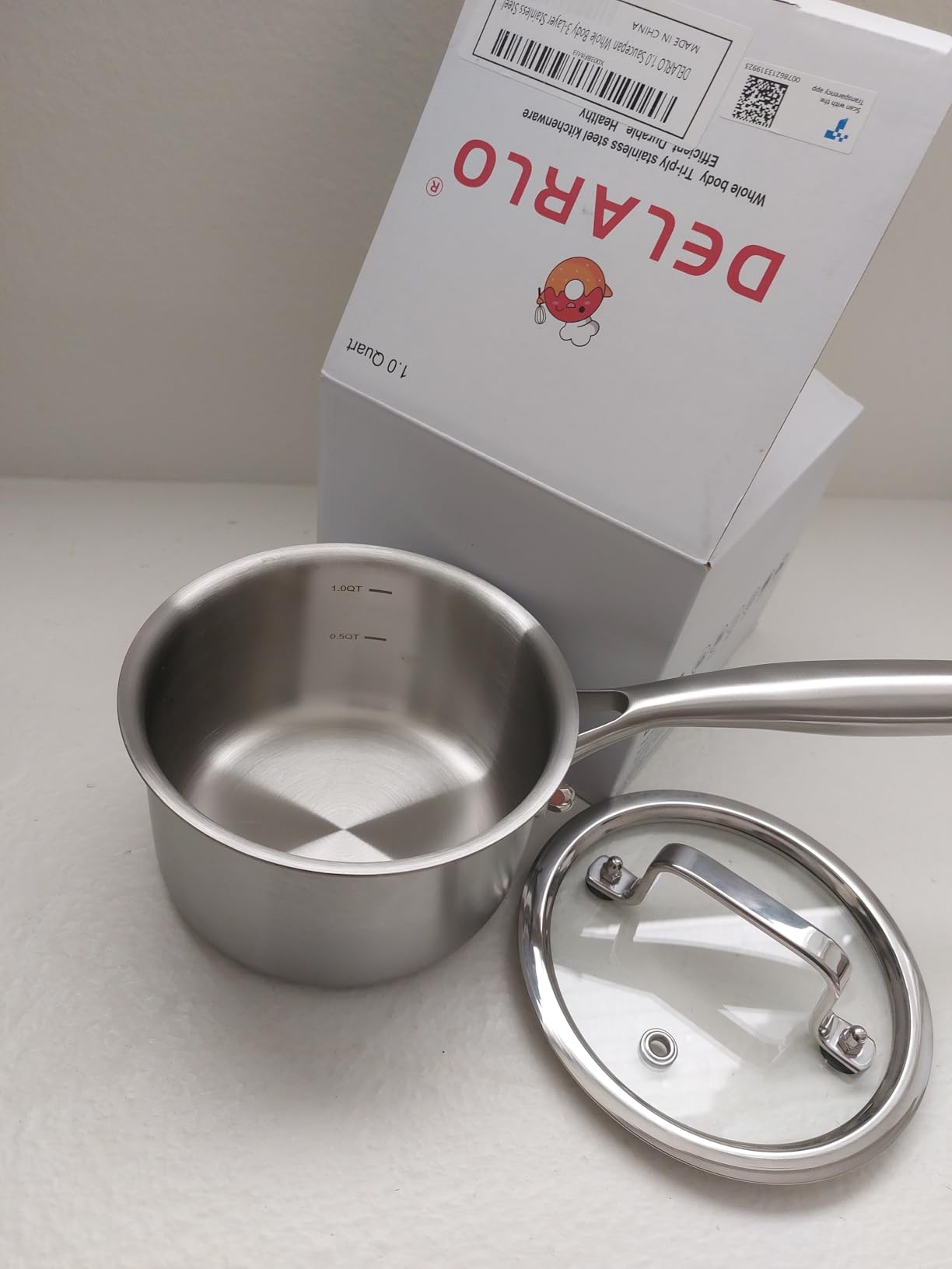 DELARLO Full-body Clad Tri-ply Stainless Steel 3.5 Quart Saucepan with Lid customer photo 1