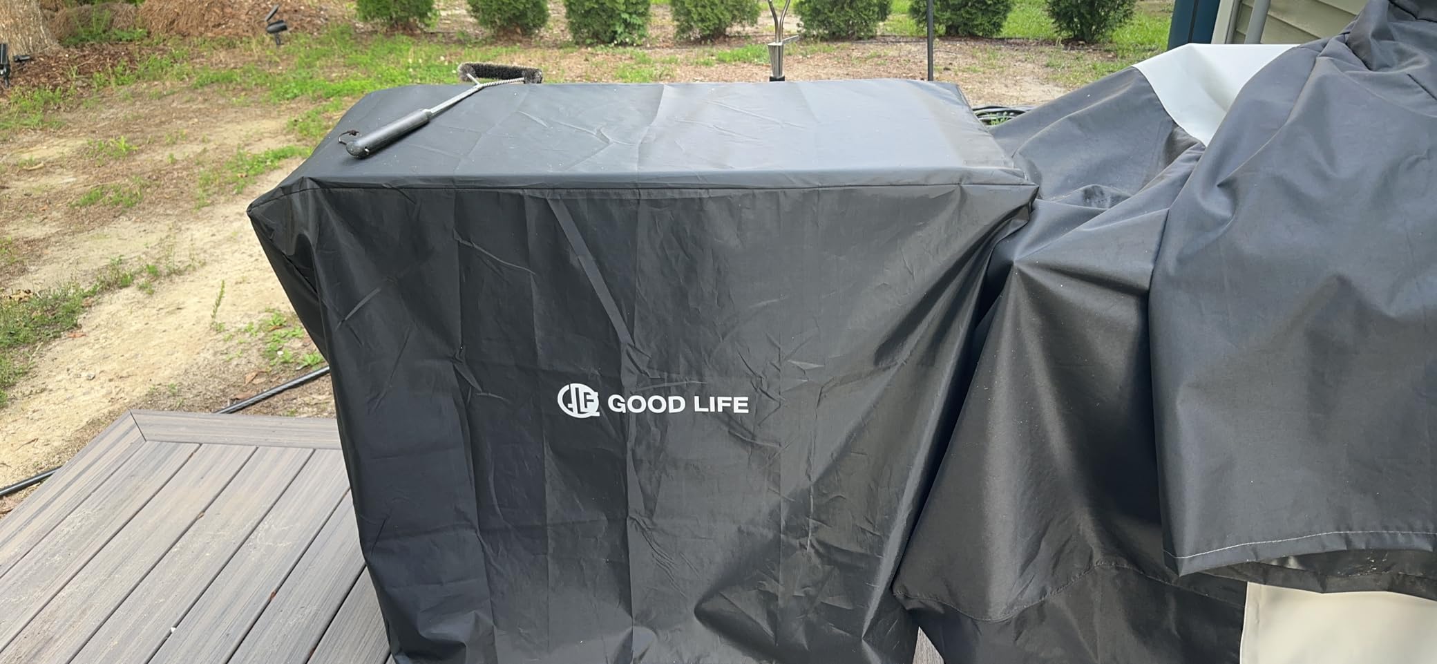 GDLF Outdoor Storage Cabinet, Wood Grill Table with Stainless Top, Brown customer photo 2