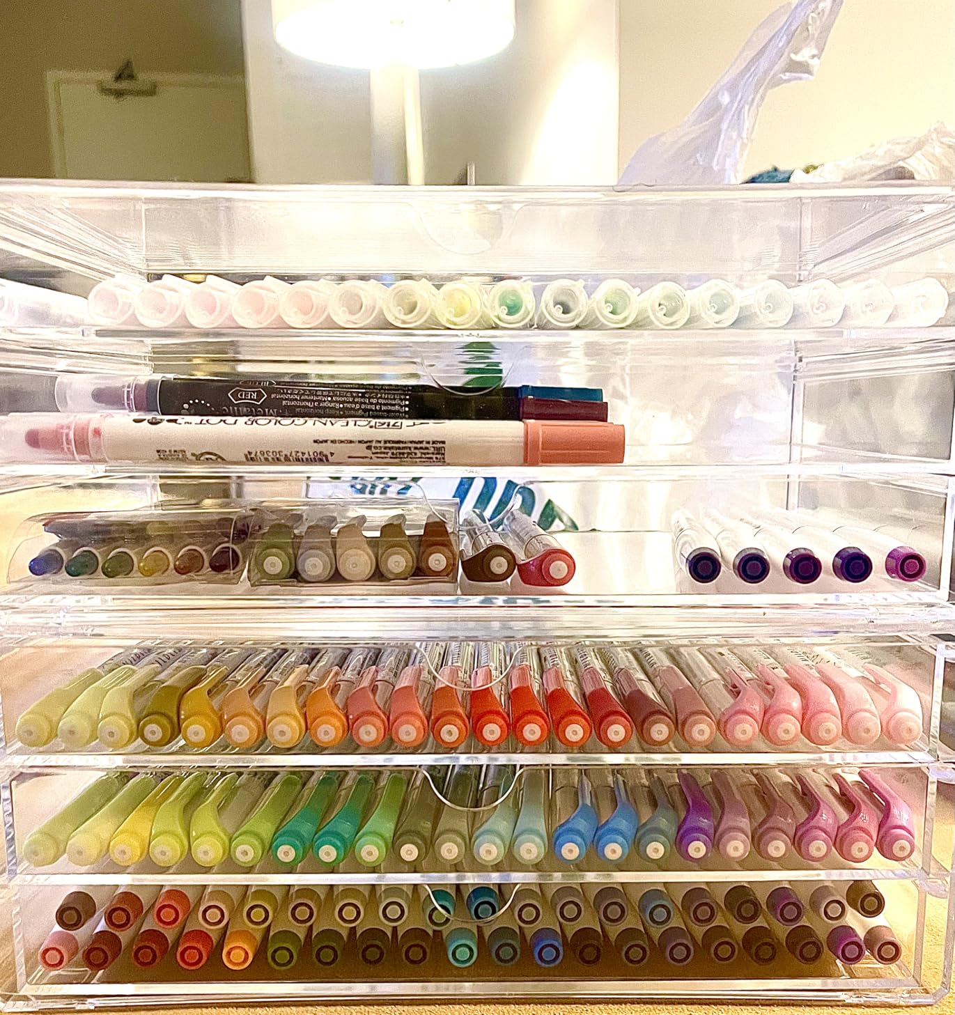 STORi Stackable Desk Drawer Organizer, Clear Pen Pencil Makeup Brush Holder for Desktops and Vanities, 4 Wide Drawers (Made in USA) customer photo 1