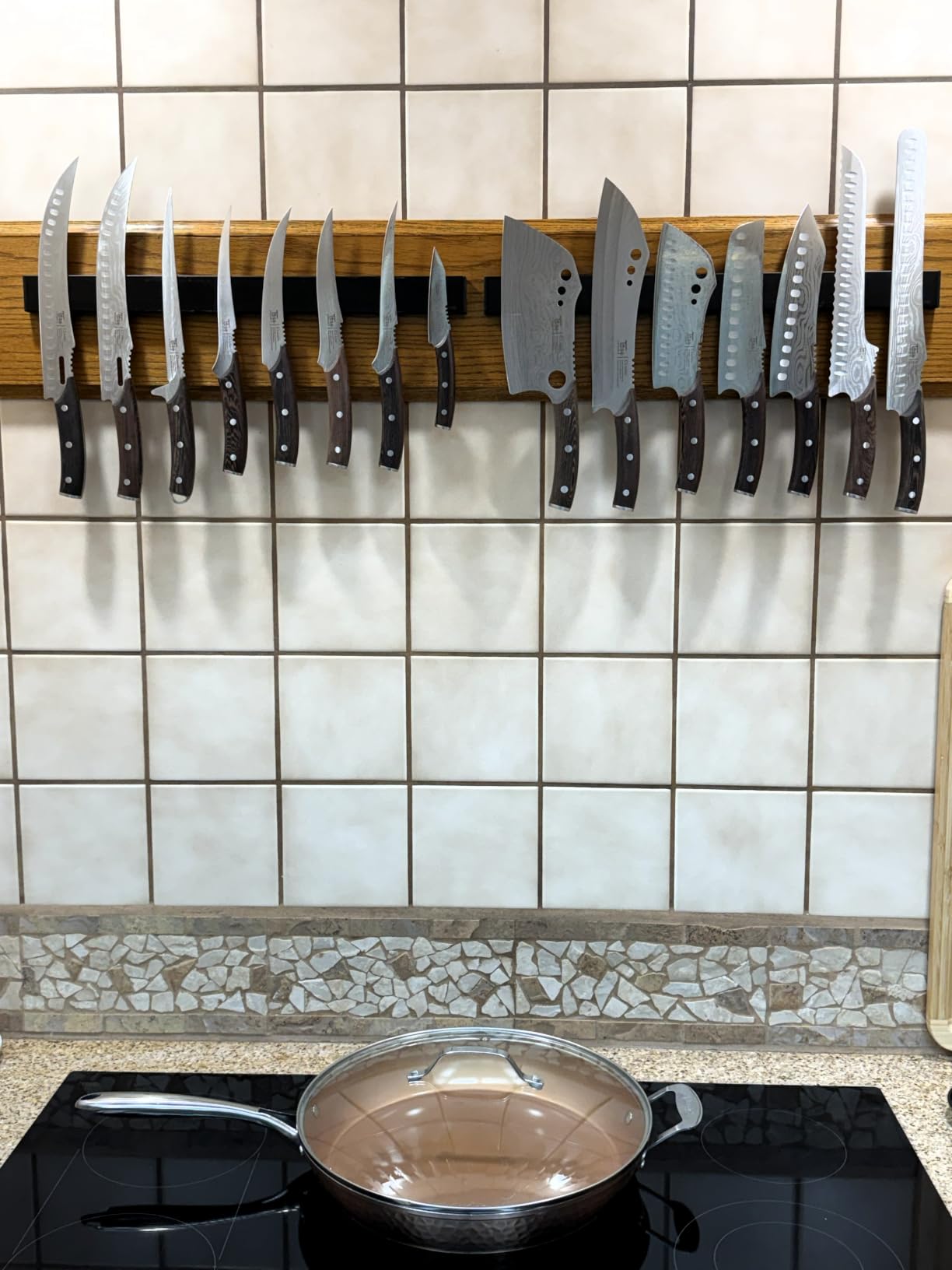 Dmore magnetic knife holder for wall—with 3 hooks, No Drilling, 16 Inch customer photo 1